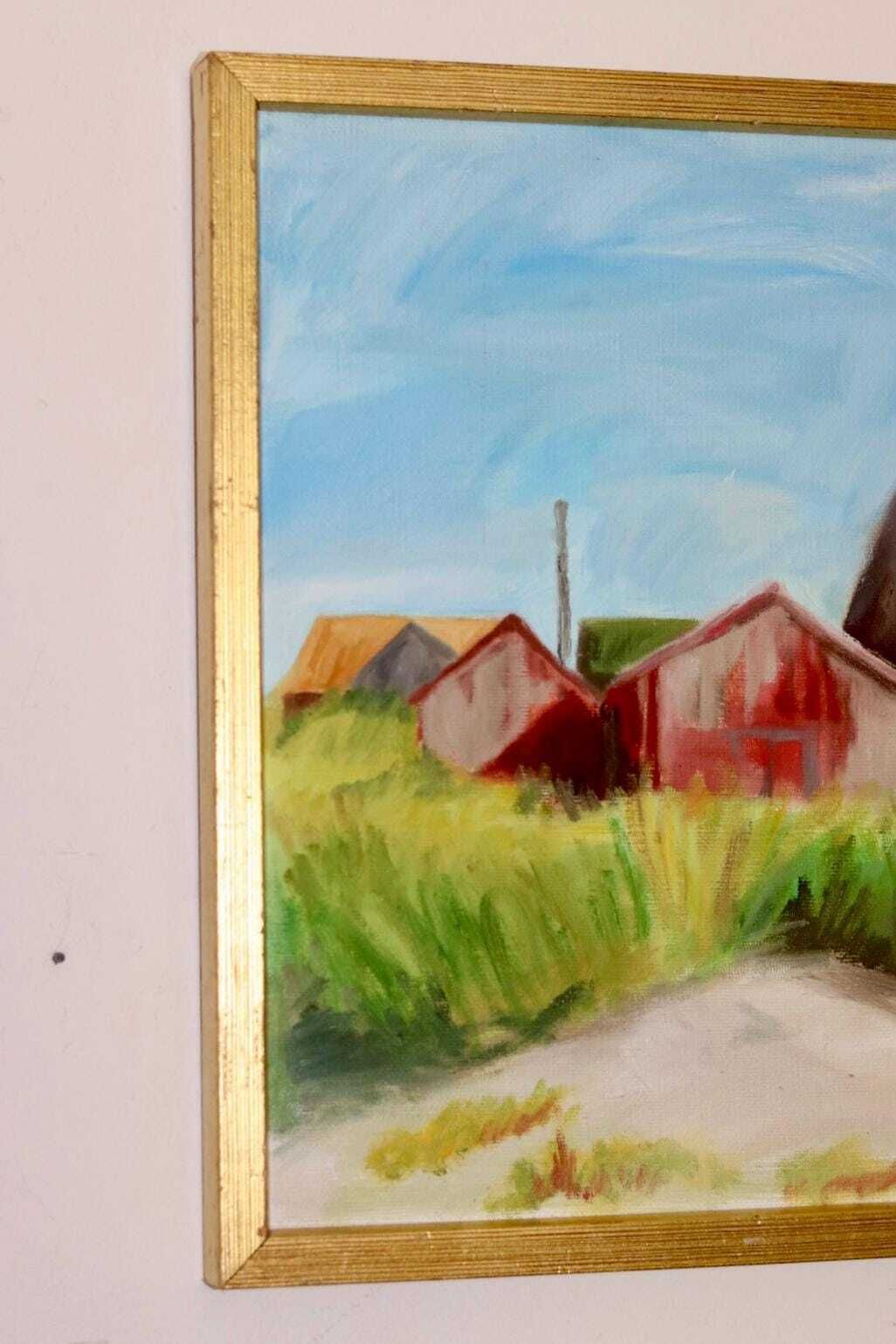 Original Swedish Oil On Canvas Painting "Light In Darkness"   Vintage & Framed photo vinterior