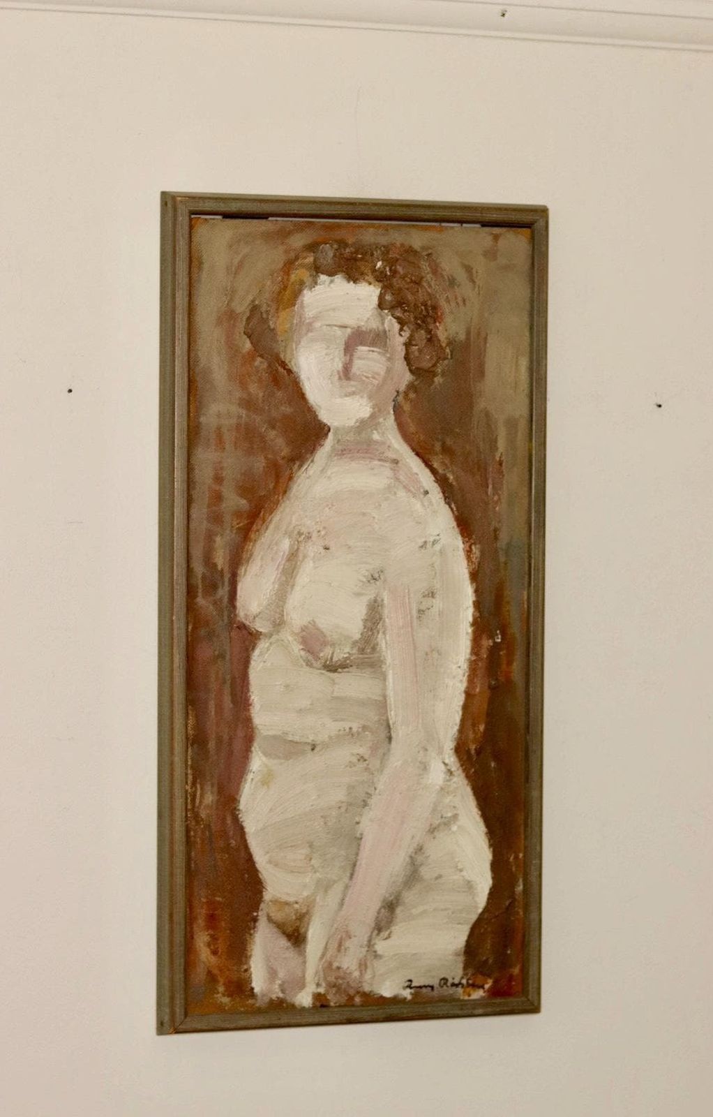 Original Swedish Mid Century Oil On Panel "Nude Woman" By Rune Rådsten  Vintage & Framed photo furniture