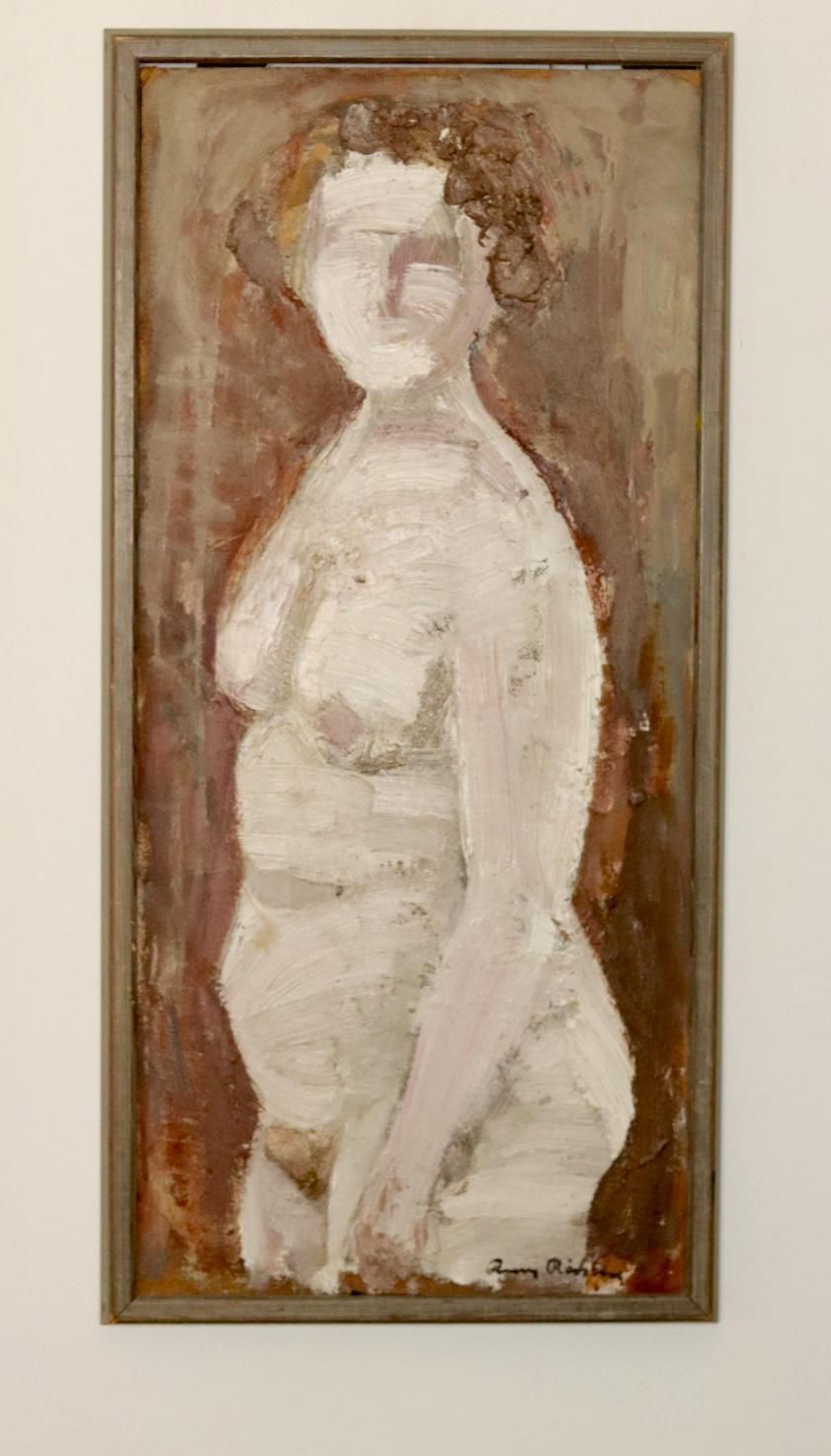 Original Swedish Mid Century Oil On Panel "Nude Woman" By Rune Rådsten  Vintage & Framed photo for sale