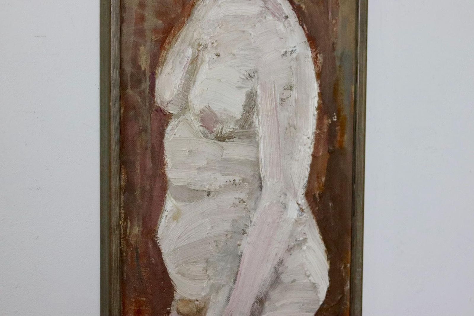 photo for sale Original Swedish Mid Century Oil On Panel "Nude Woman" By Rune Rådsten  Vintage & Framed
