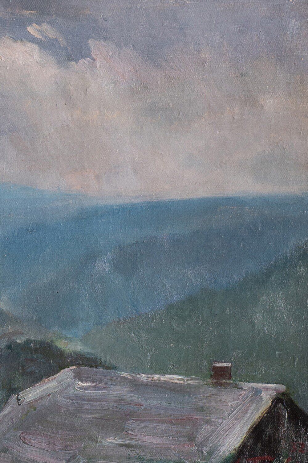 Leonid Frechkop, Mountain Chalets, Oil Painting On Canvas, 1932 photo Art