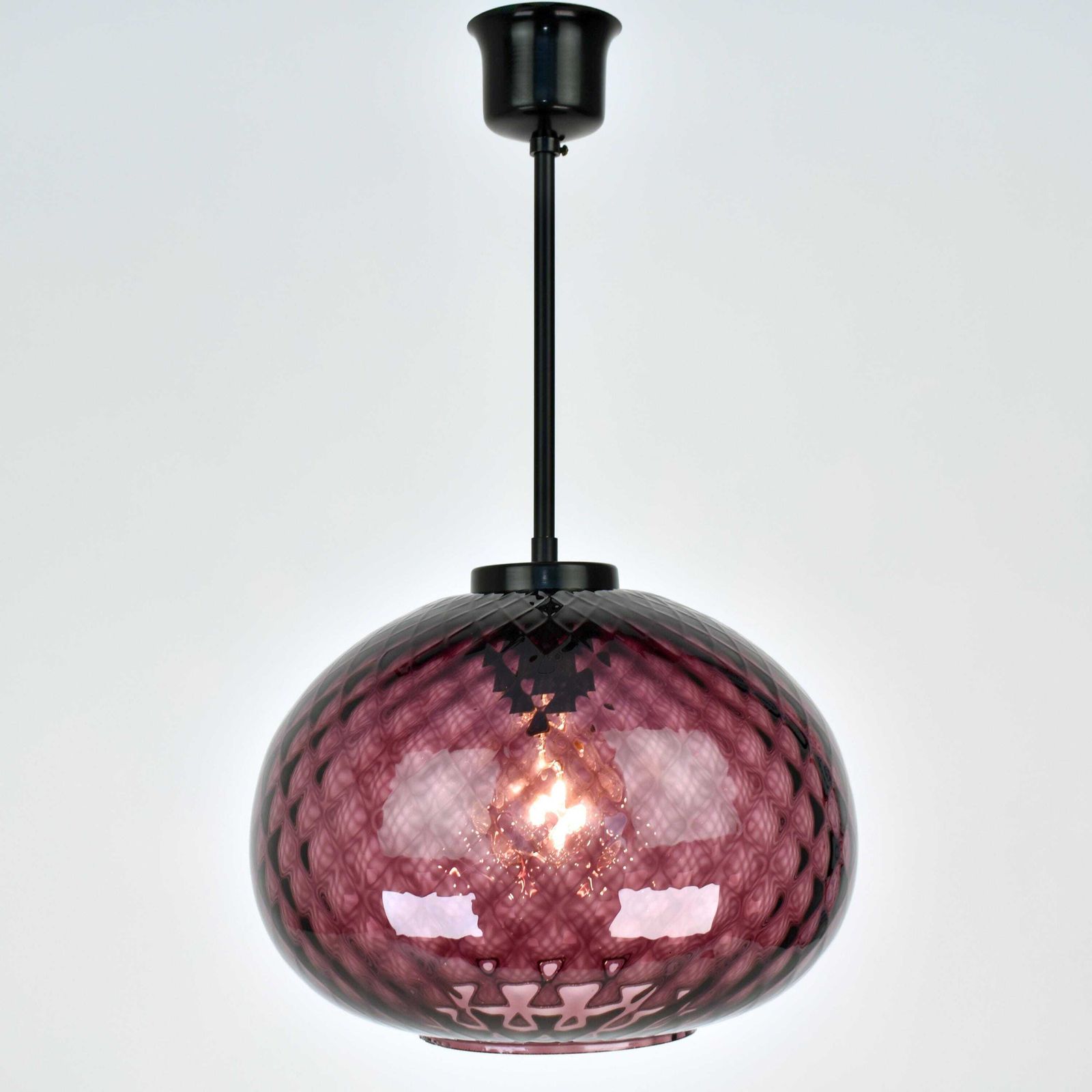 Mid Century Modern Murano Glass Pendant Light Purple Eggplant | Aubergine Ceiling Lamp Black Venini Seguso Italy European photo 435.0