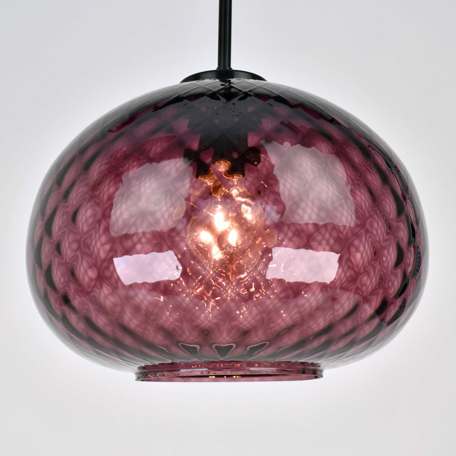 photo for sale Mid Century Modern Murano Glass Pendant Light Purple Eggplant | Aubergine Ceiling Lamp Black Venini Seguso Italy European