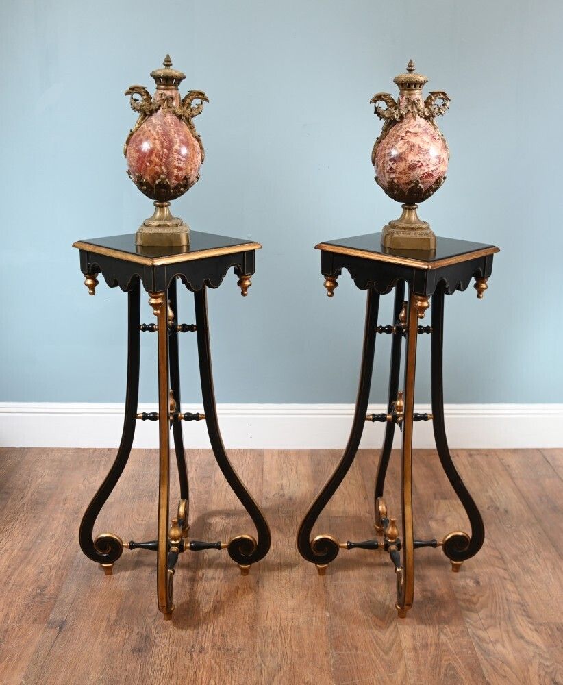 Pair Arts And Crafts Pedestal Stands Lacquered Aesthetic Movement