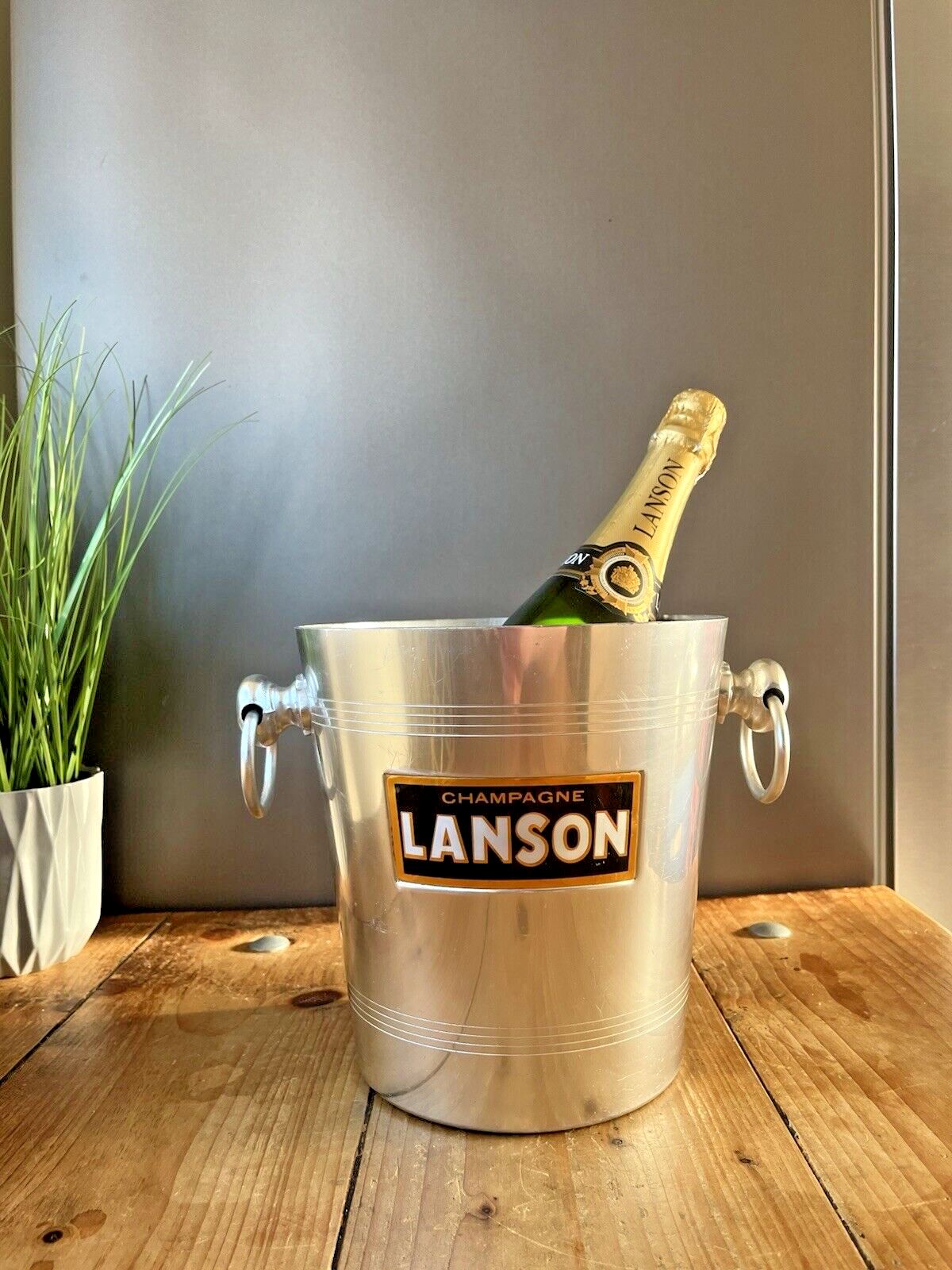 Vintage 70's French Champagne Maison Lanson Aluminium Ice Bucket Bottle Cooler photo 75.0
