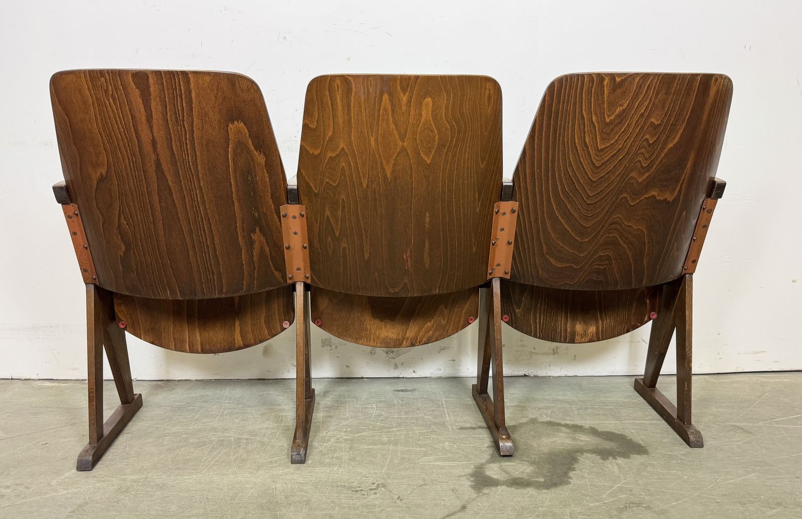 Vintage 3 Seat Cinema Theatre Bench From Ton, 1960s, 4x photo for sale