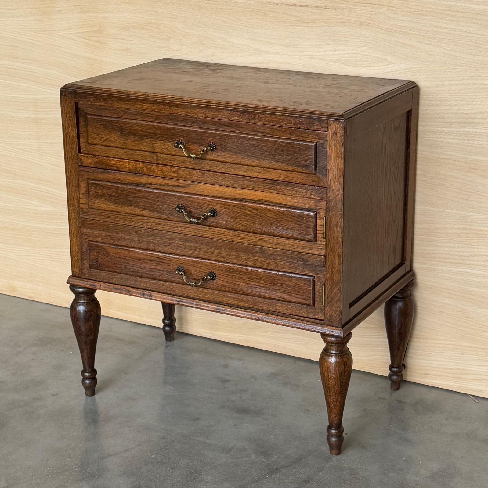 Mid Century French Walnut Side Table With One Drawer And Hidden Door, 1950s photo 1996.0