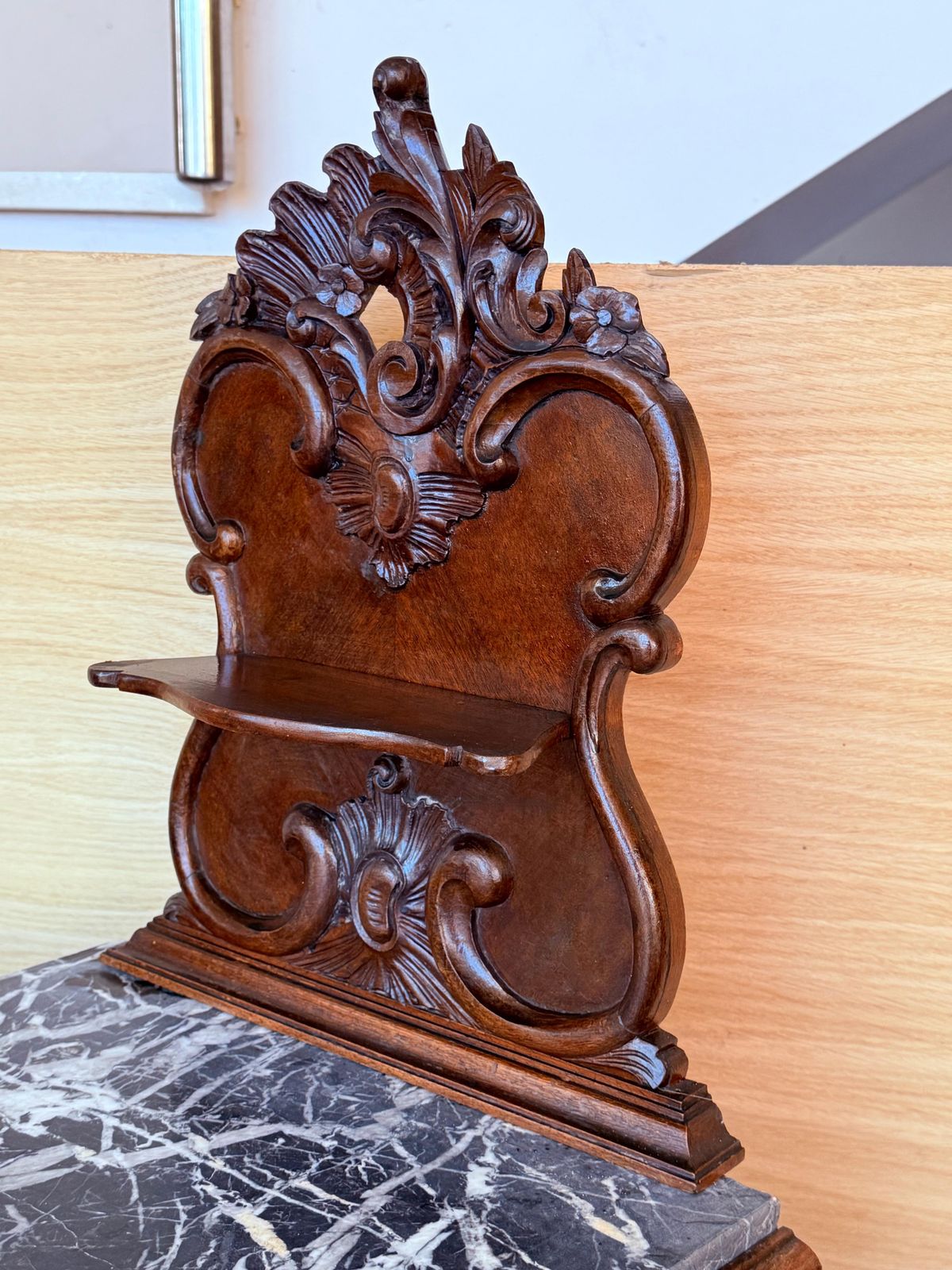 Antique French Mahogany Night Stands With Marble Top And Crest, 1900 photo buy