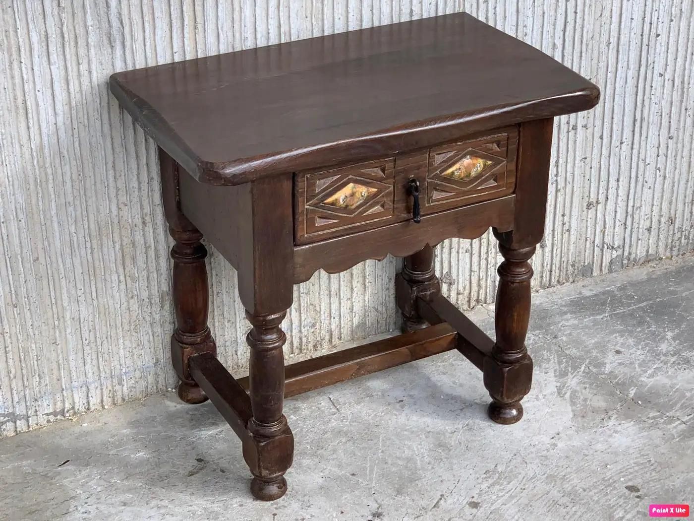 20th Century Pair Of Spanish Nightstands With Drawer And Iron Hardware photo Furniture