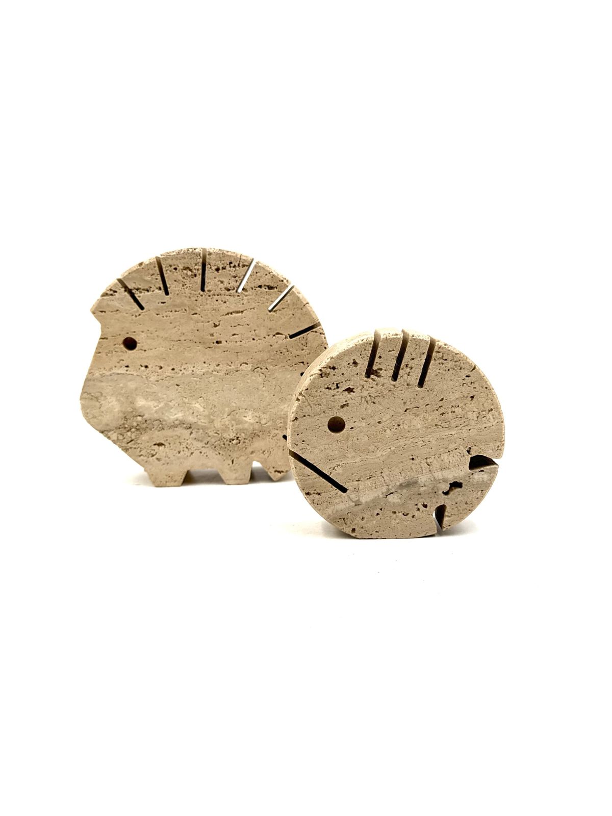 Travertine Figures Porcupine And Fish, Fratelli Mannelli, Italy 1970s