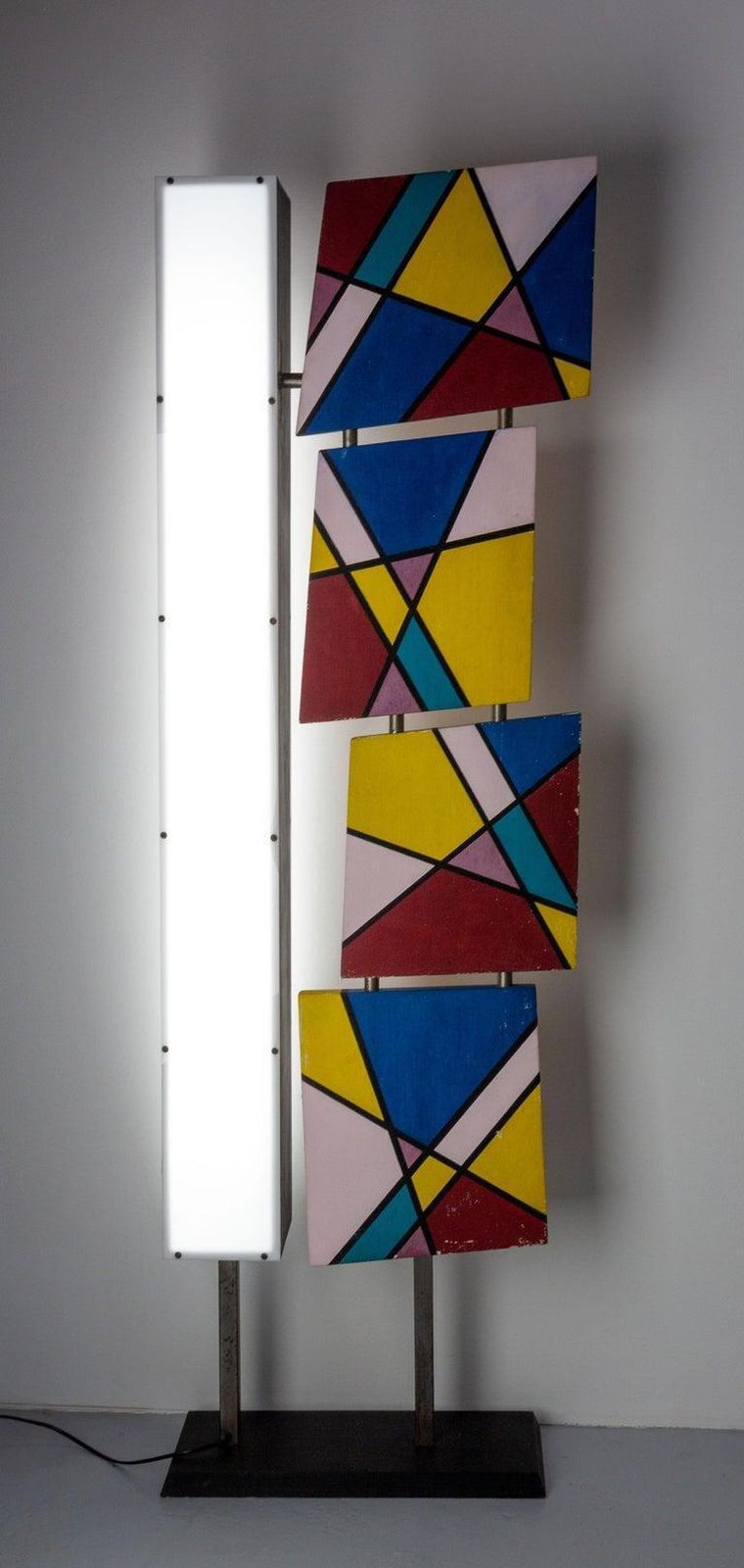 French Floor Lamp With Mondrian Style Paintings, Circa 1990 photo vinterior