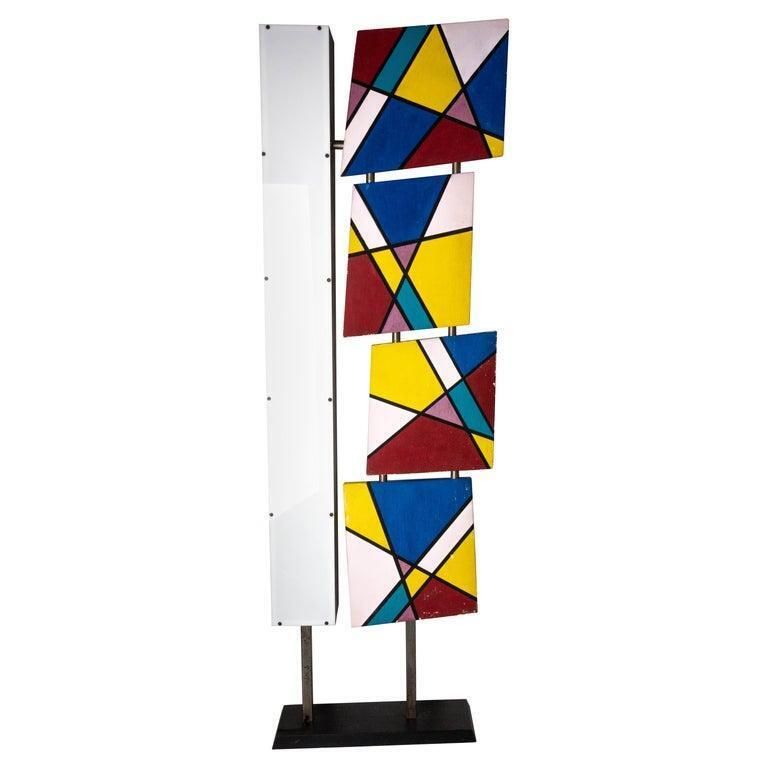 French Floor Lamp With Mondrian Style Paintings, Circa 1990 photo buy