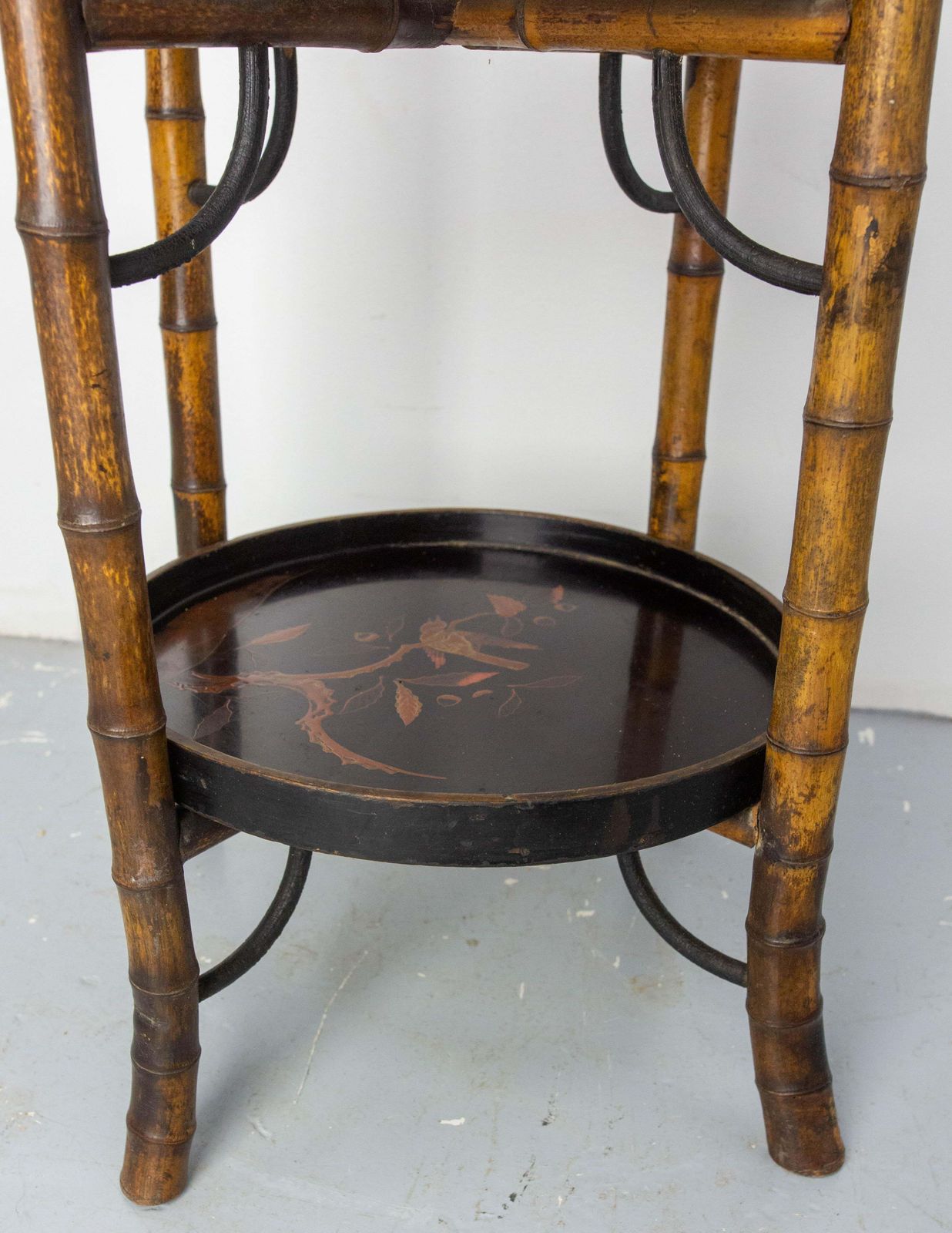 French Napoleon III Bamboo & Lacquered Wood Chinese Style Sellette Late 19th C photo buy