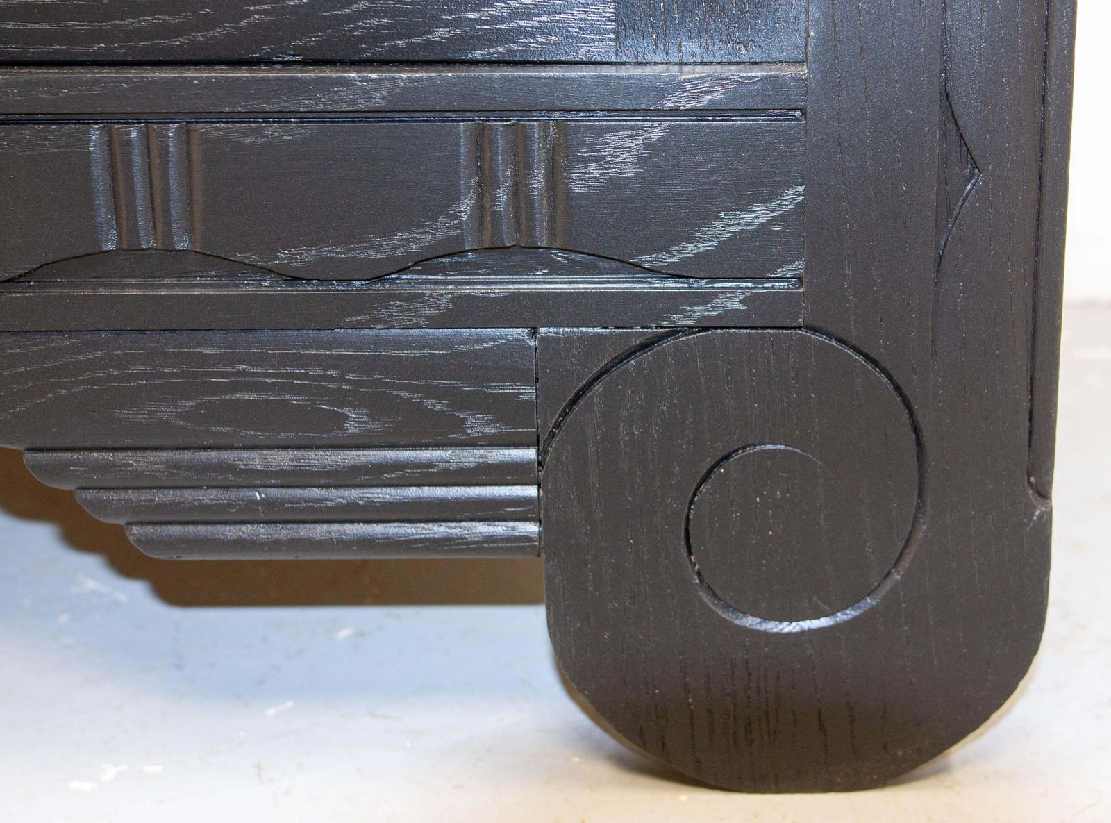 photo furniture Art Deco Credenza Sideboard French Black & Golden Refinished Buffet, Circa 1930