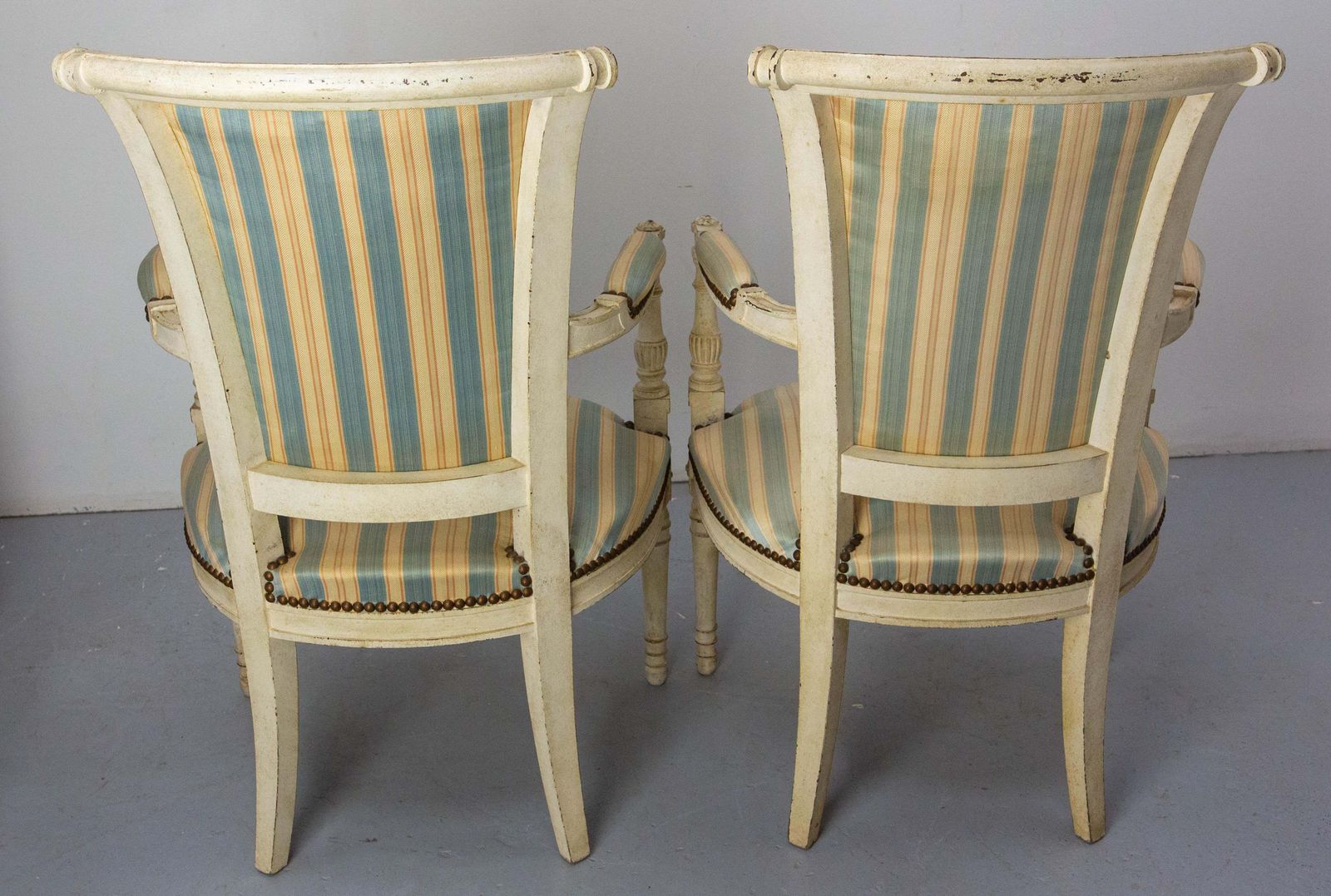 Pair Of French Open Armchairs Louis XVI Style Fauteuils, Circa 1960 photo vinterior