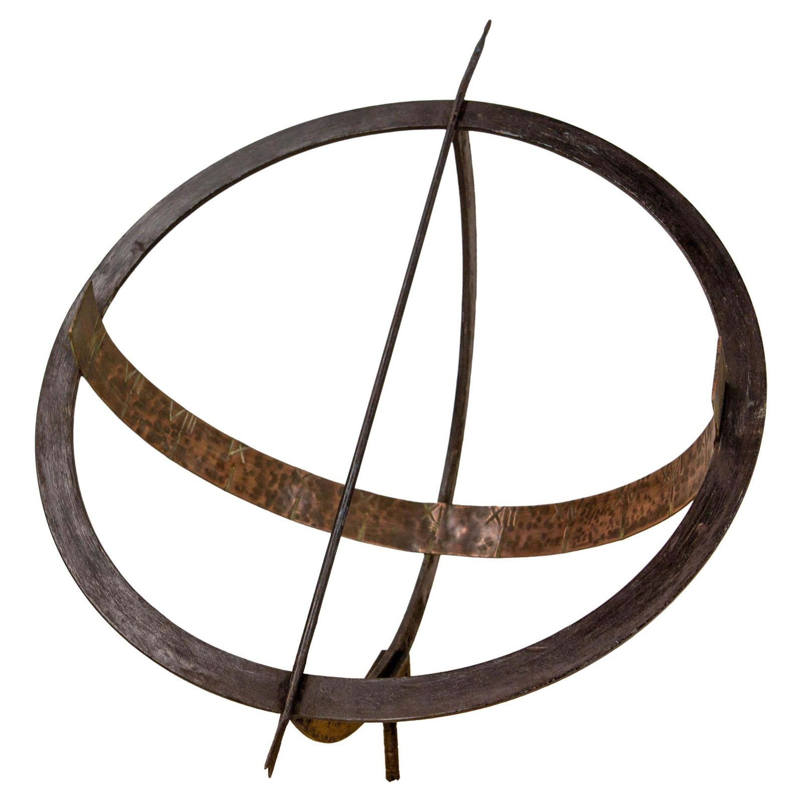 French Antique Copper & Iron Garden Sundial Late 19th Century