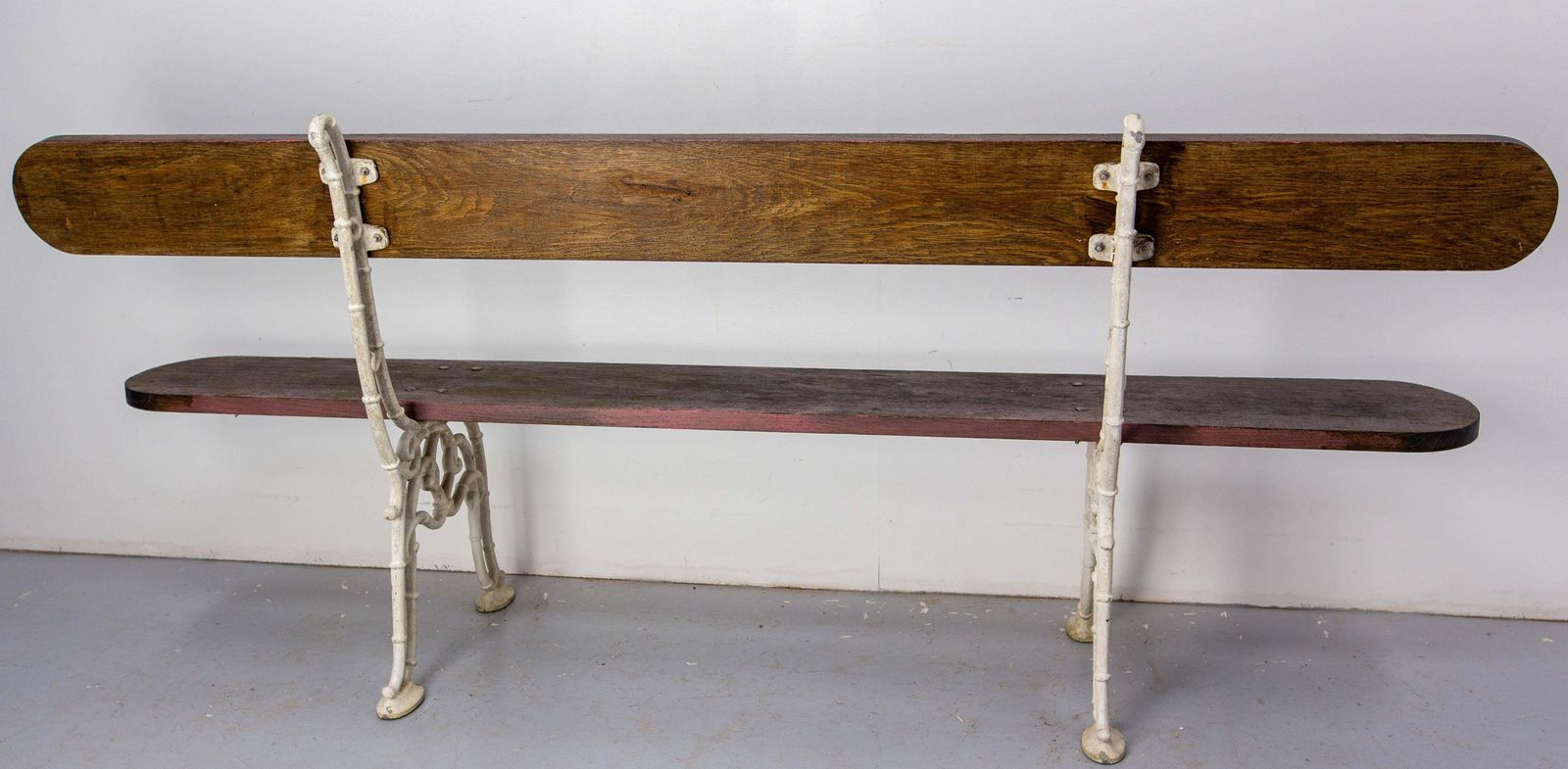 Garden Furniture French Vintage Bench Cast Aluminium & Oak Garden Terrace & Patio Circa 1960 photo