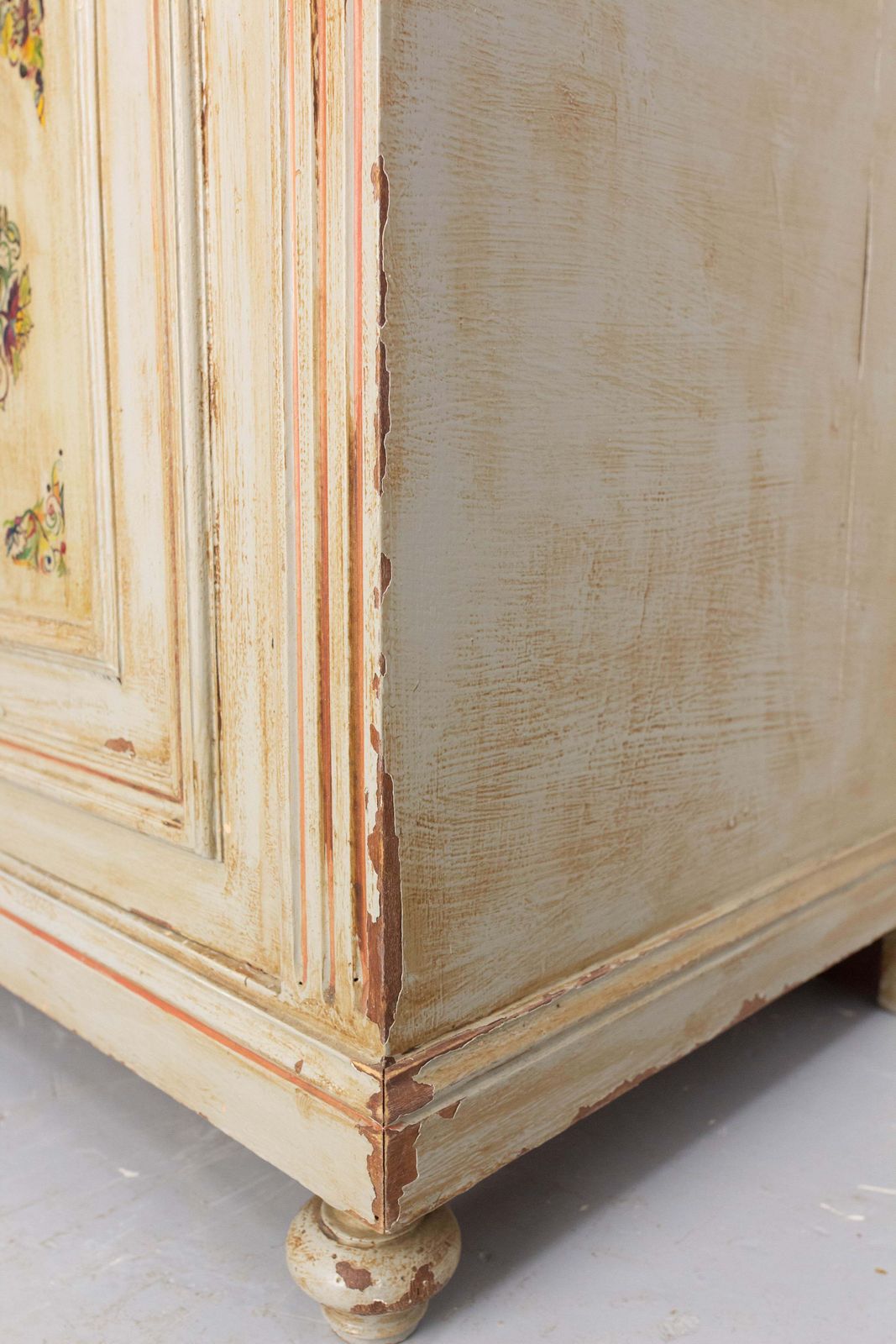 Painted Wood & Marble Top Buffet Patinated & Decorared Cabinet, French, C 1900 photo vinterior