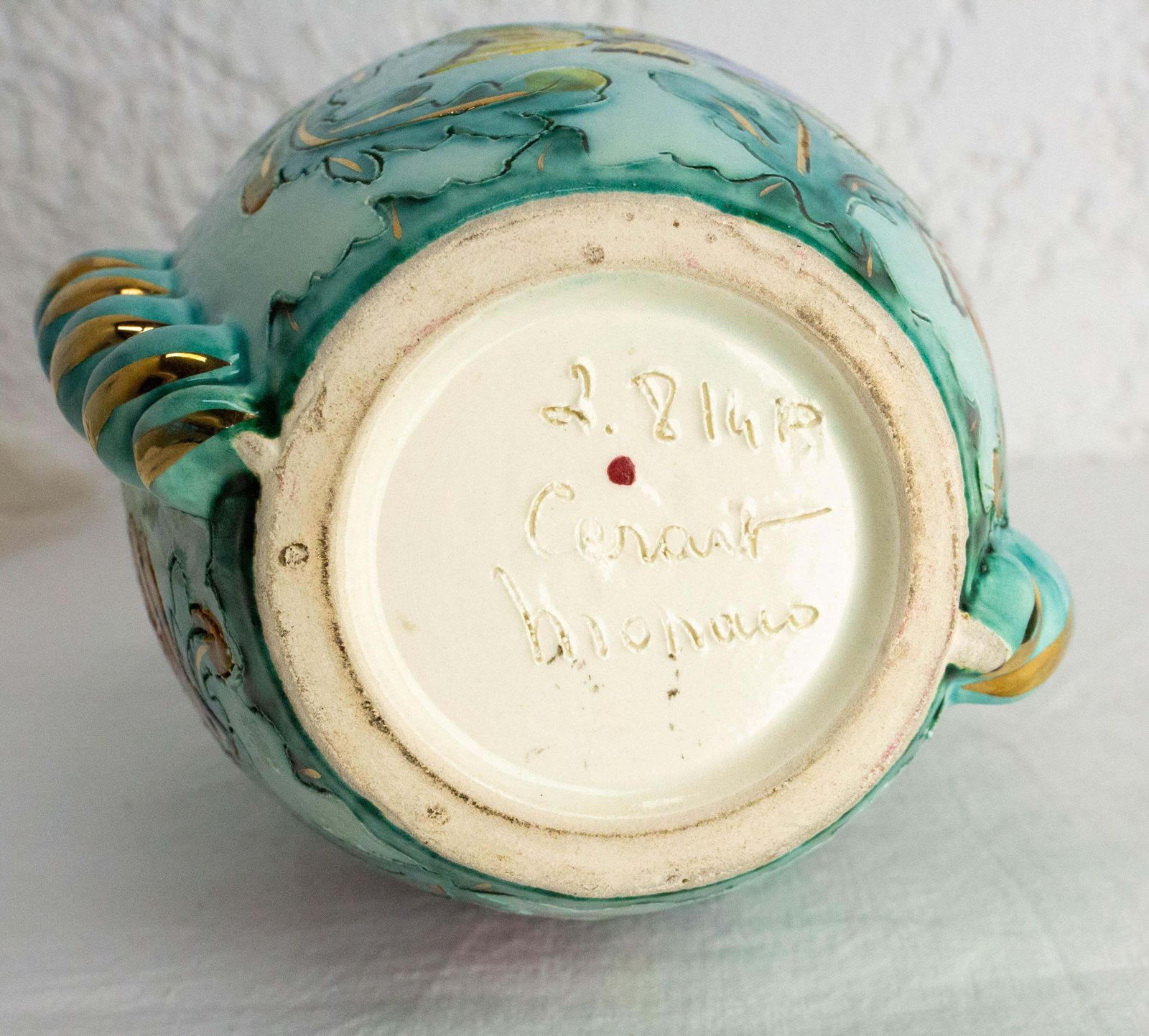 Cerdazur Monaco Ceramic Vase With Sea Decoration Mid Century French photo buy