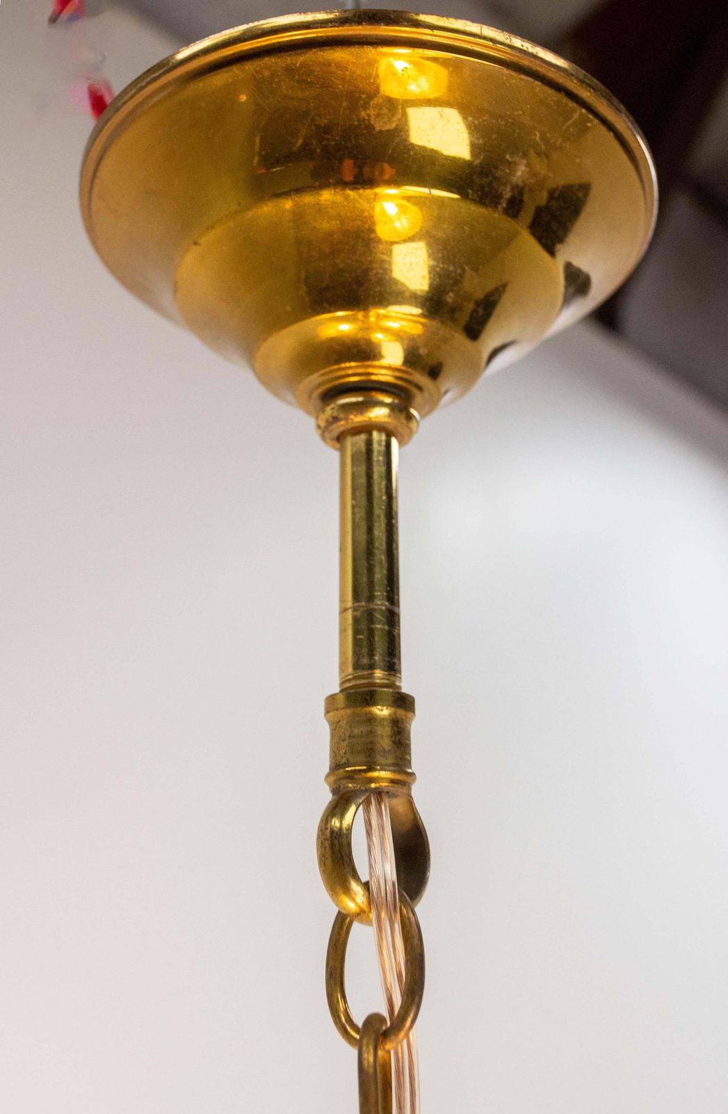 photo furniture French Ceiling Pendant Glass & Brass Chandelier Lustre Guariche Style Circa 1960