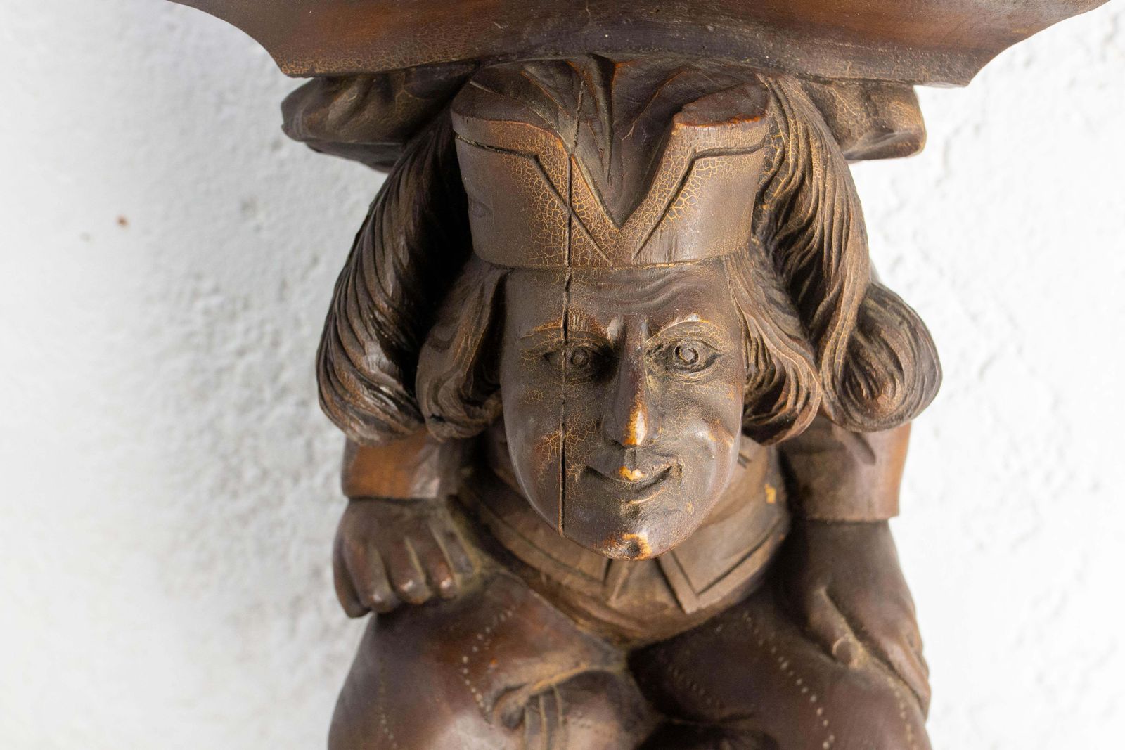 712.0 Gargoyle Table Lamp By J M Rothschild Wood & Wrough Iron, French, Circa 1960 photo