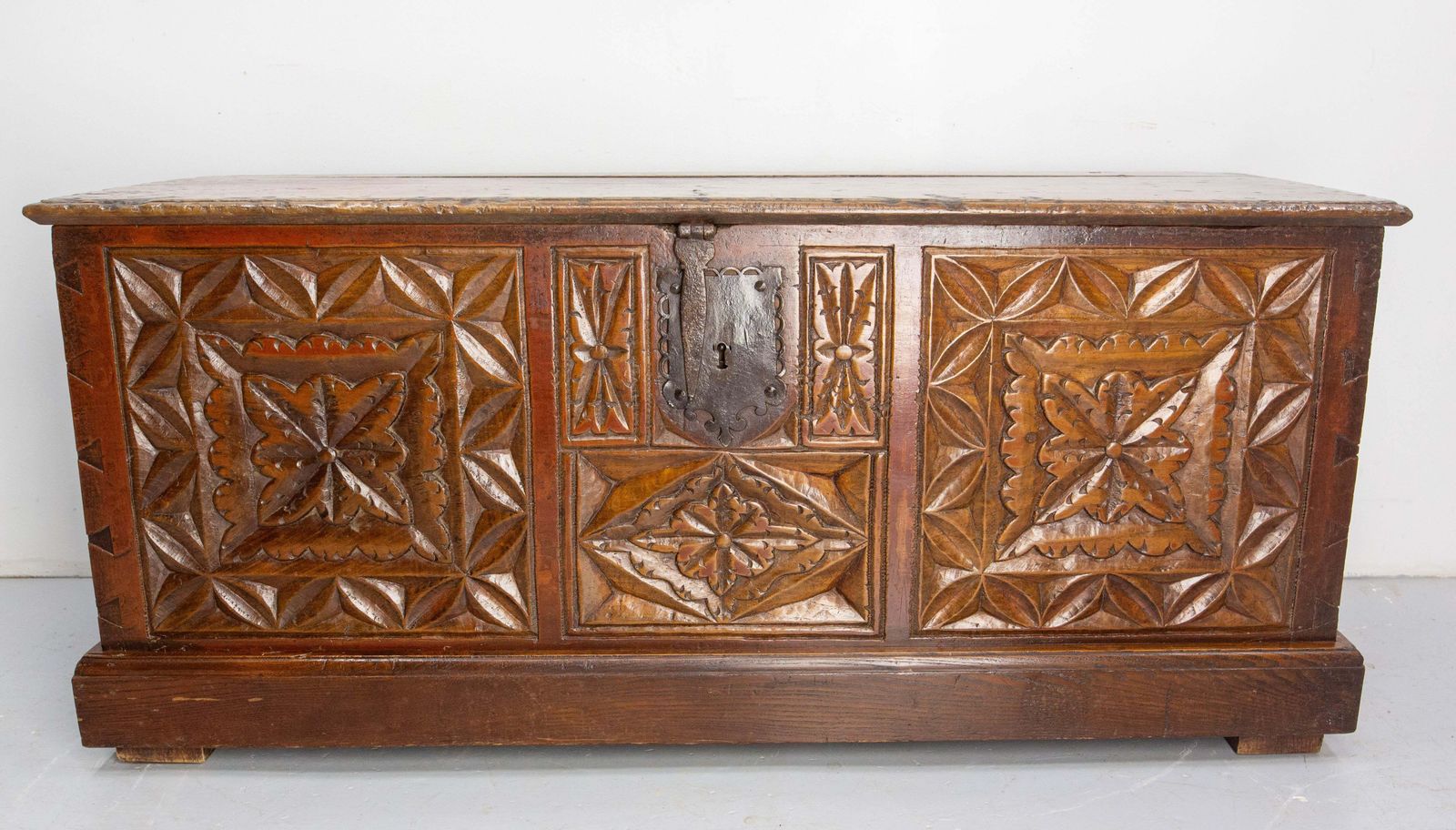 18th Century Chest Or Coffer Carved Oak, End Of Bed French Provincial photo furniture