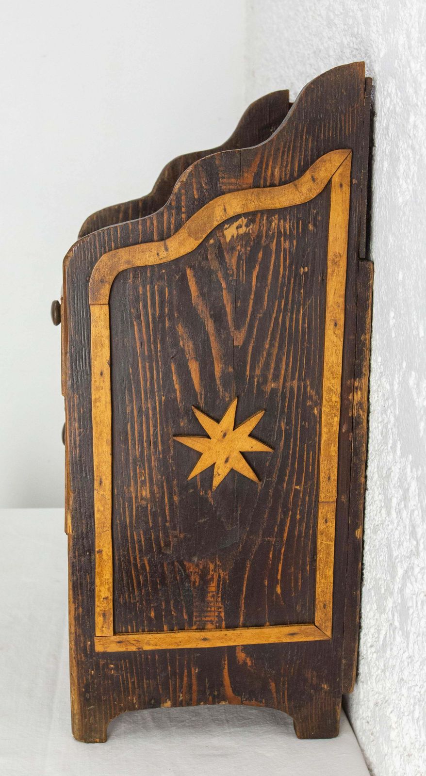 French Chestnut Little Nightstand Table Side Cabinet Shooting Star, Late 19th C photo 580.0