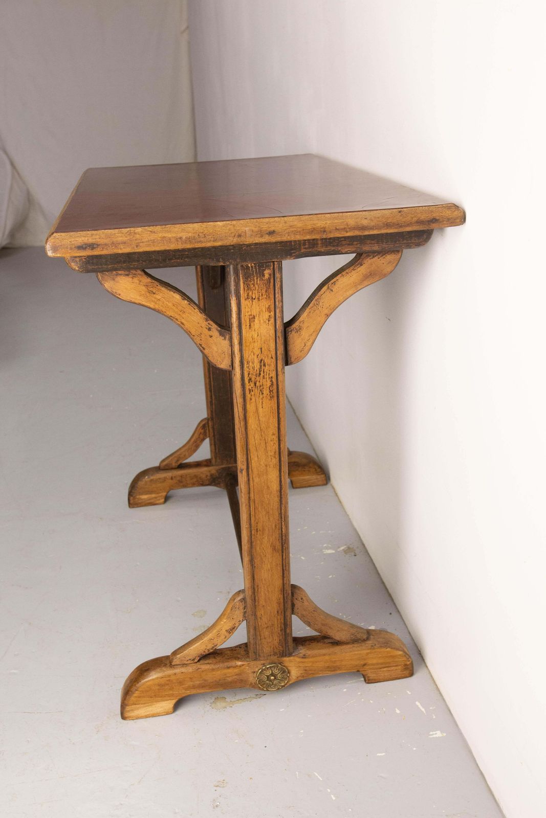 French Paris Bistro Table Beech Bakelite & Brass Table, Early 20th Century photo buy