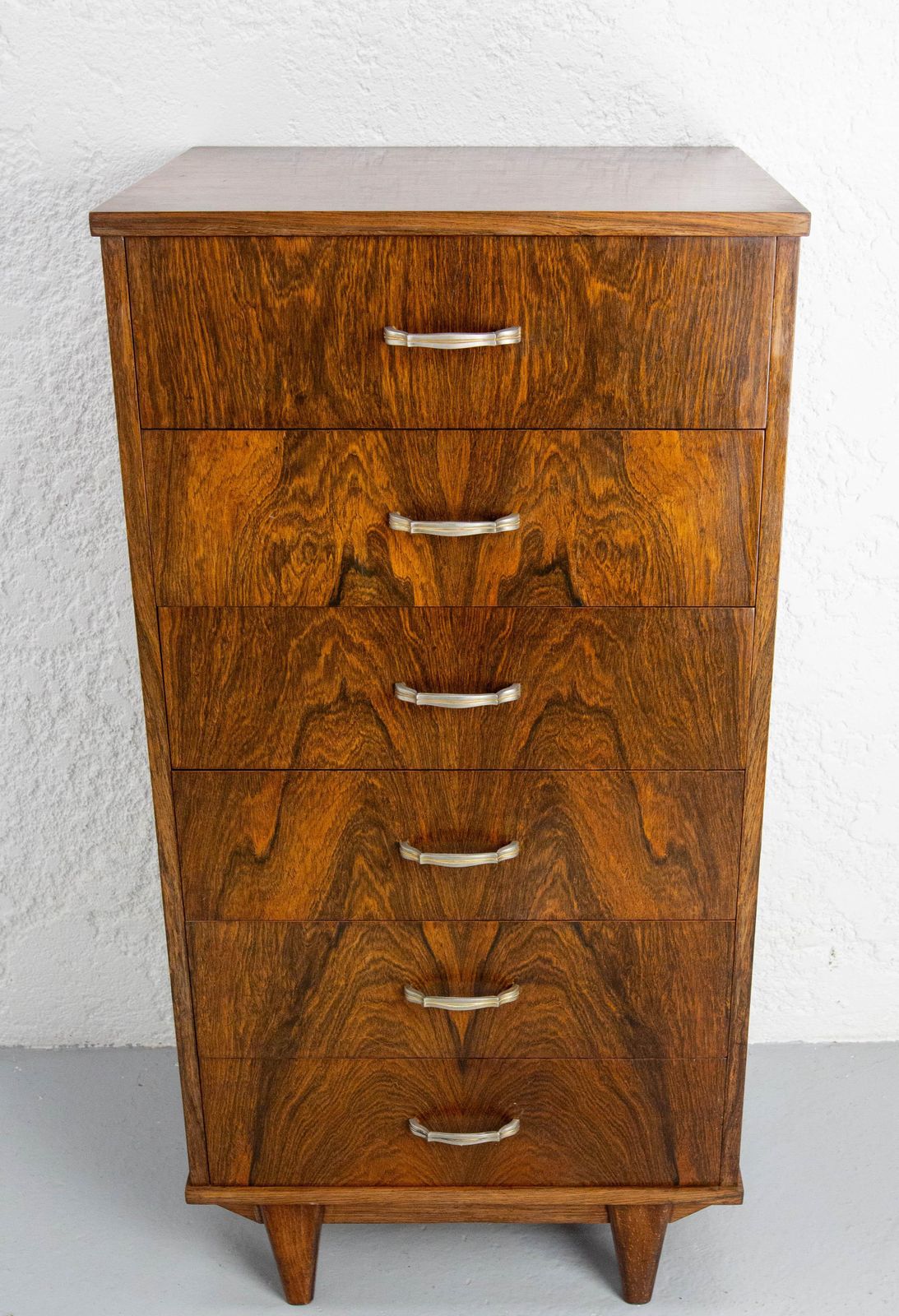 French Commode Chiffonnier Chest Of Drawers Veneered Rosewood, 20th Mid Century photo for sale