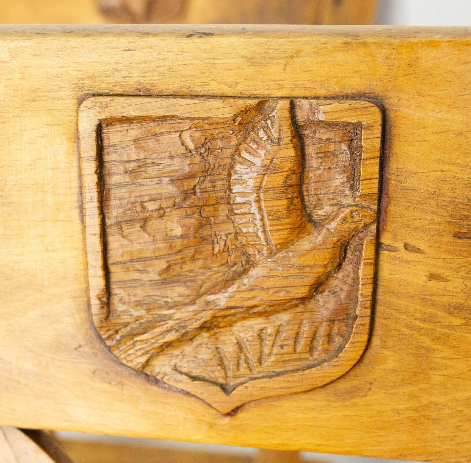1120.0 Set Of Four Massive Oak Chairs With Hunting Crests France, Mid 20th Century photo