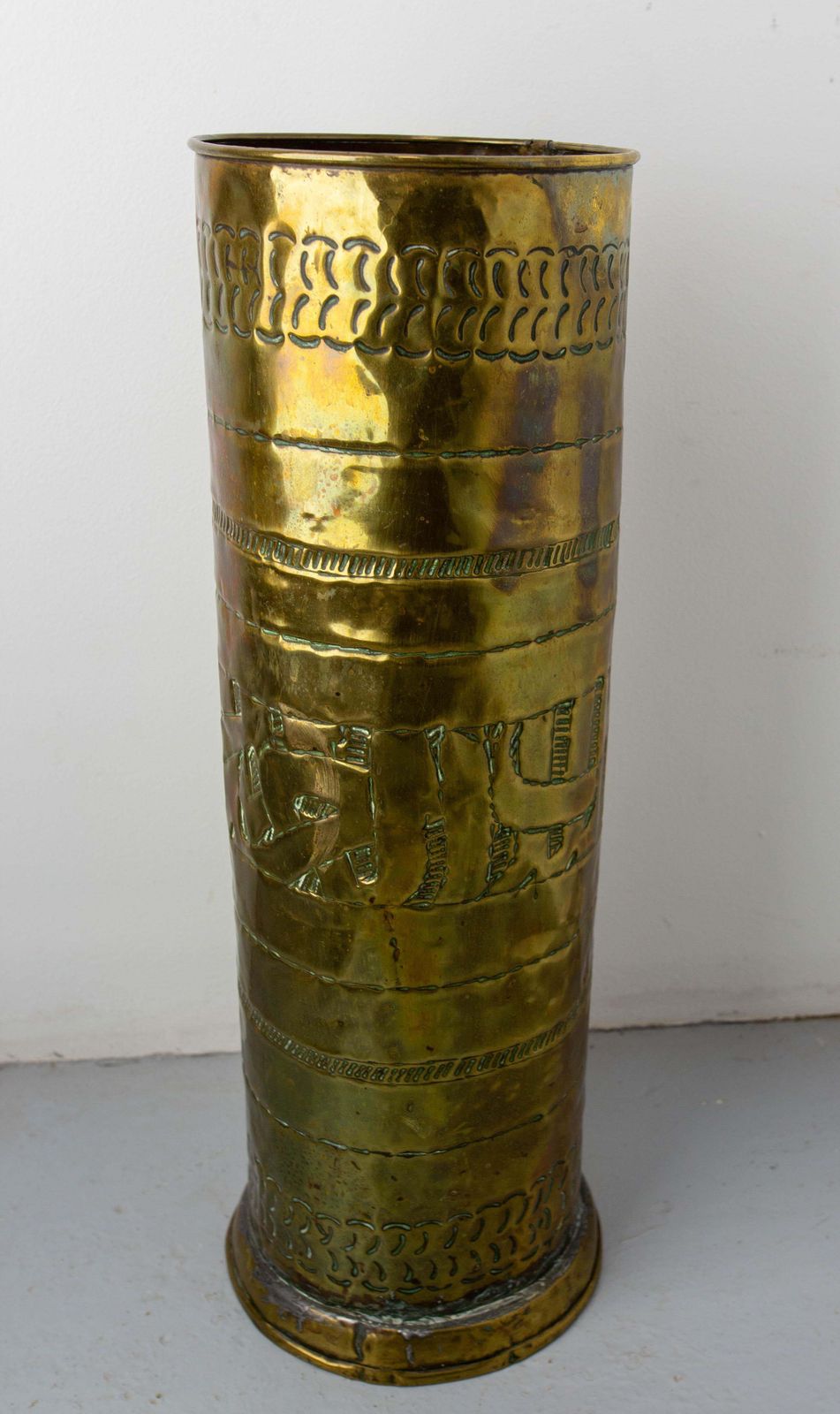 Morocco Brass Umbrella Rack Stand Decoration Plant Holder, Early 20th Century photo for sale