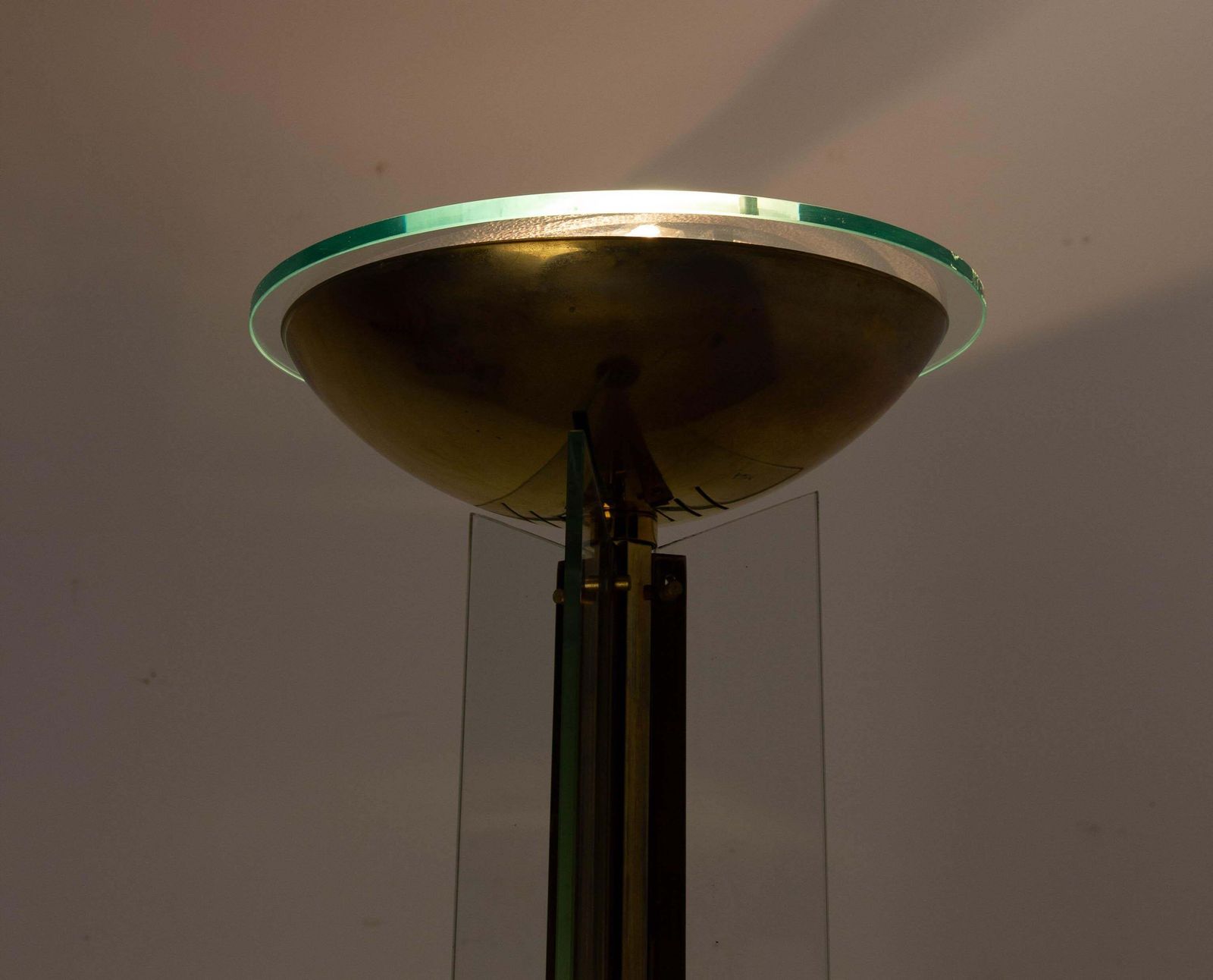 Brass And Glass Floor Lamp Lantern Vintage Chandelier, French, Circa 1980 photo Lighting
