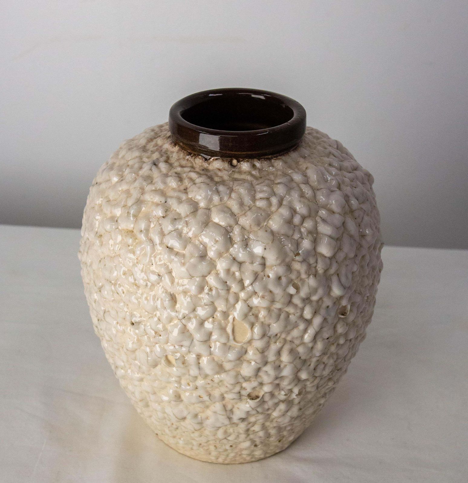 French Vase Jean Besnard Style Crisped Enamel, Circa 1940 photo for sale