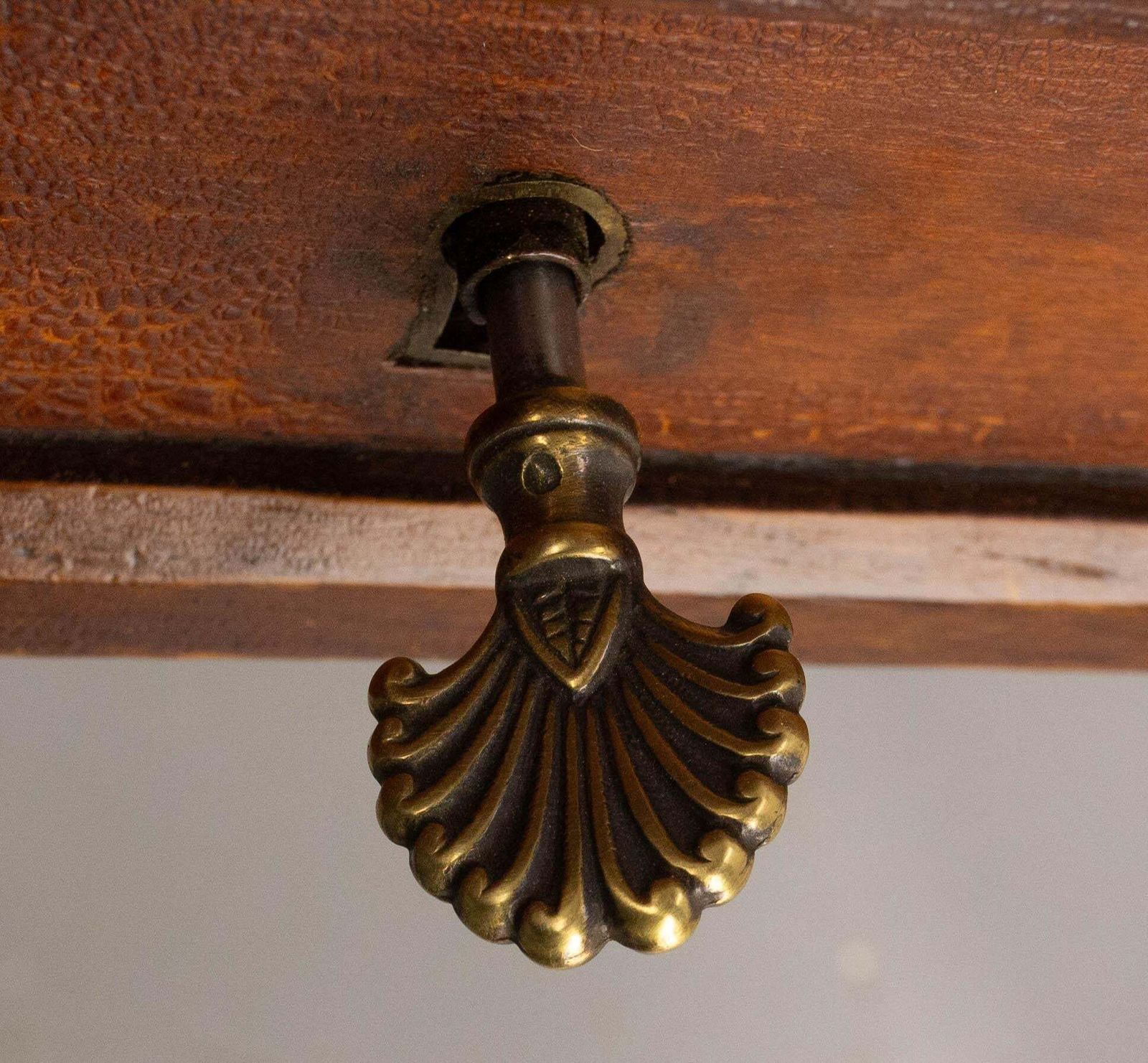 photo for sale French Art Nouveau Wood Side Table Writing Table Glass Top One Drawer, C 1920