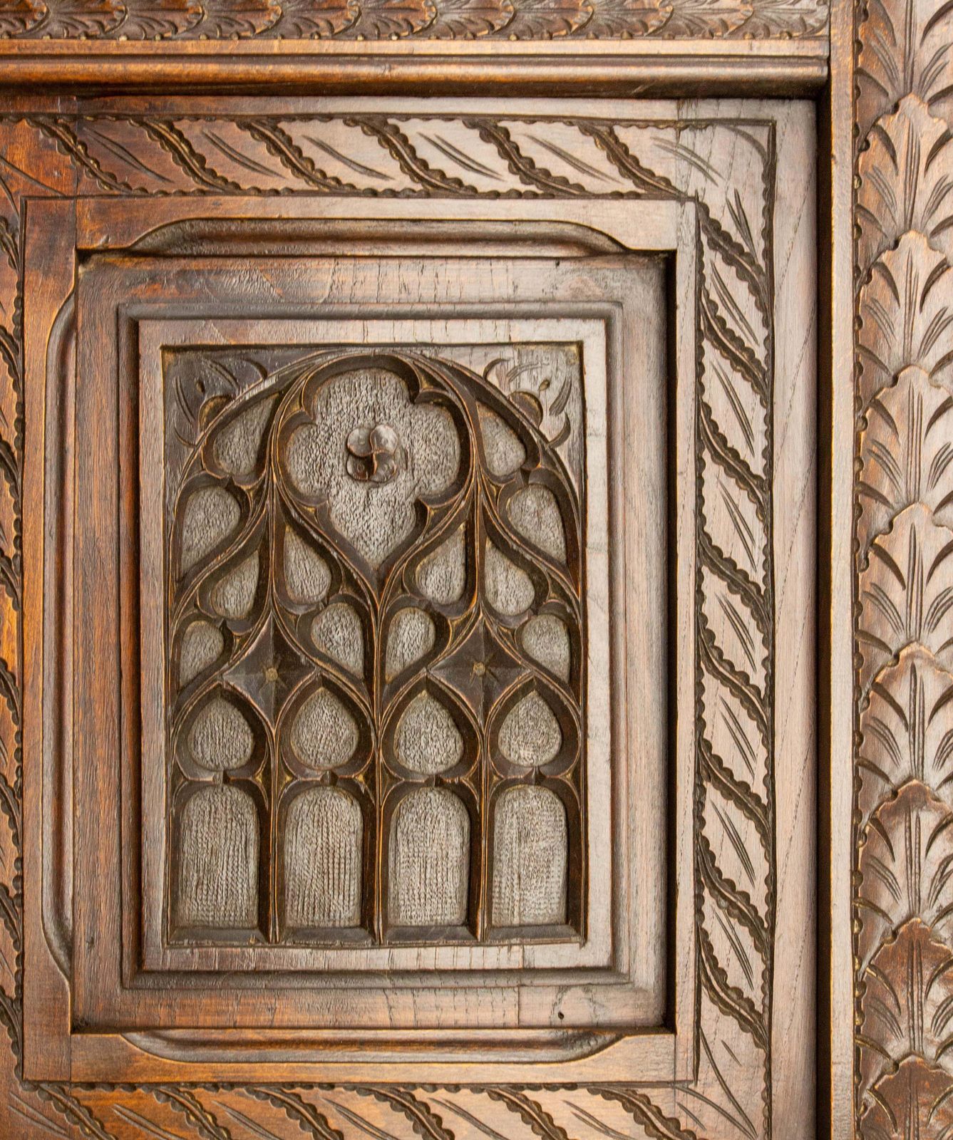 photo for sale French Chestnut & Wrought Iron Buffet Neogothic Style Late 19th Century