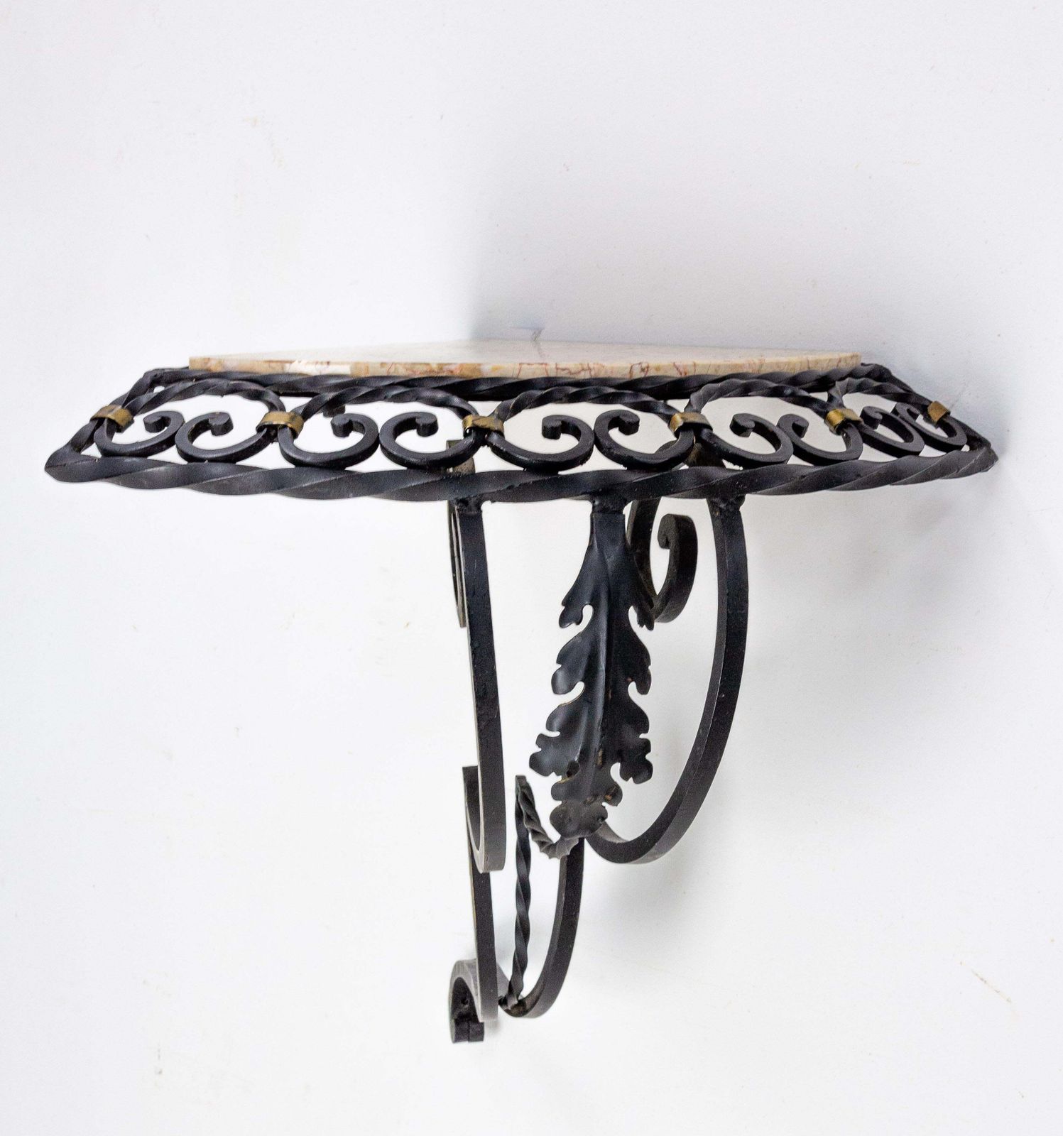 photo furniture Pair Of Art Deco Small Corner Console Tables French Brackets Wall Mounted