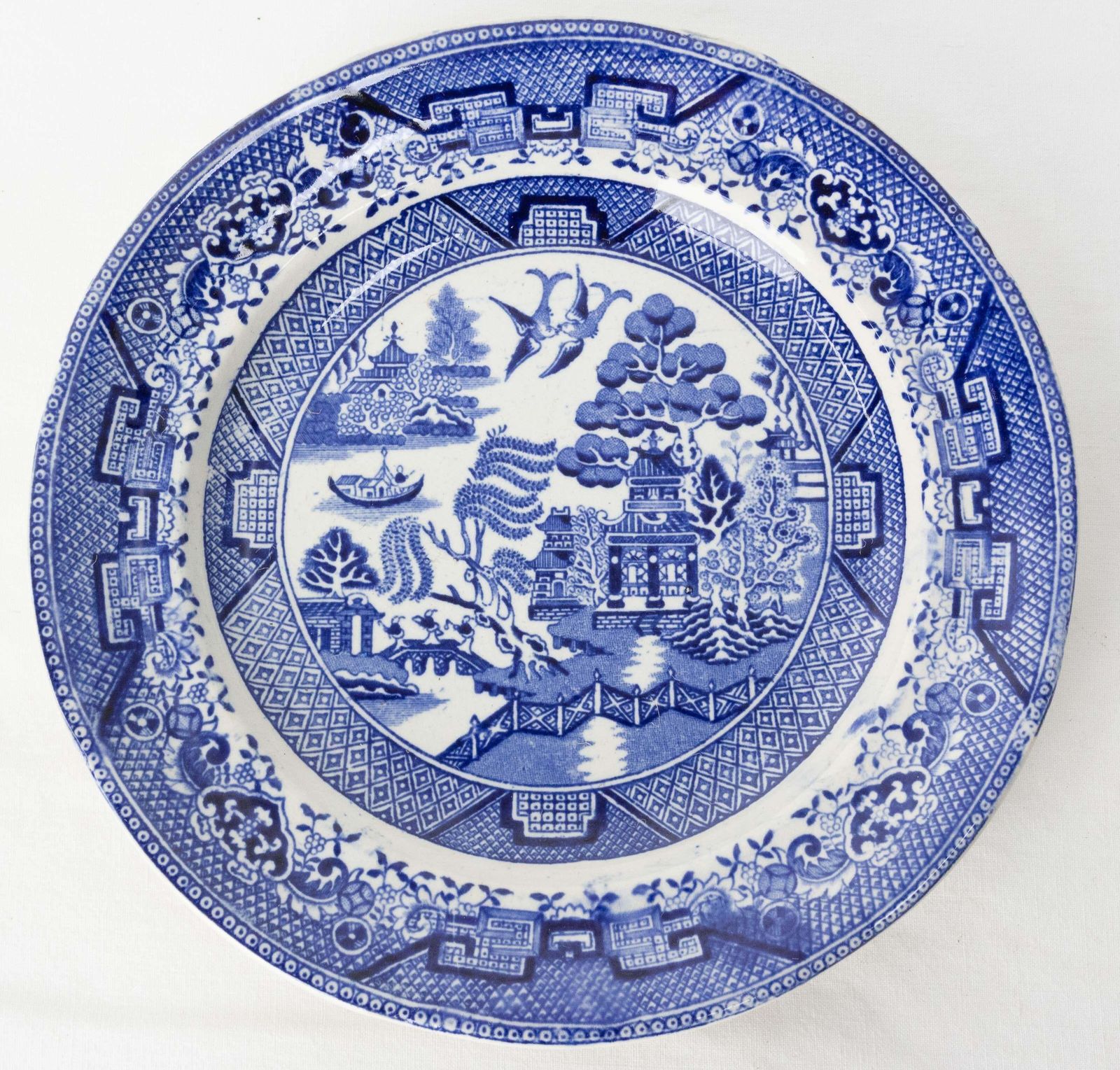 Set Of Twelve Faience Plates Chinese Style, Staffordshire, 19th Century England photo for sale