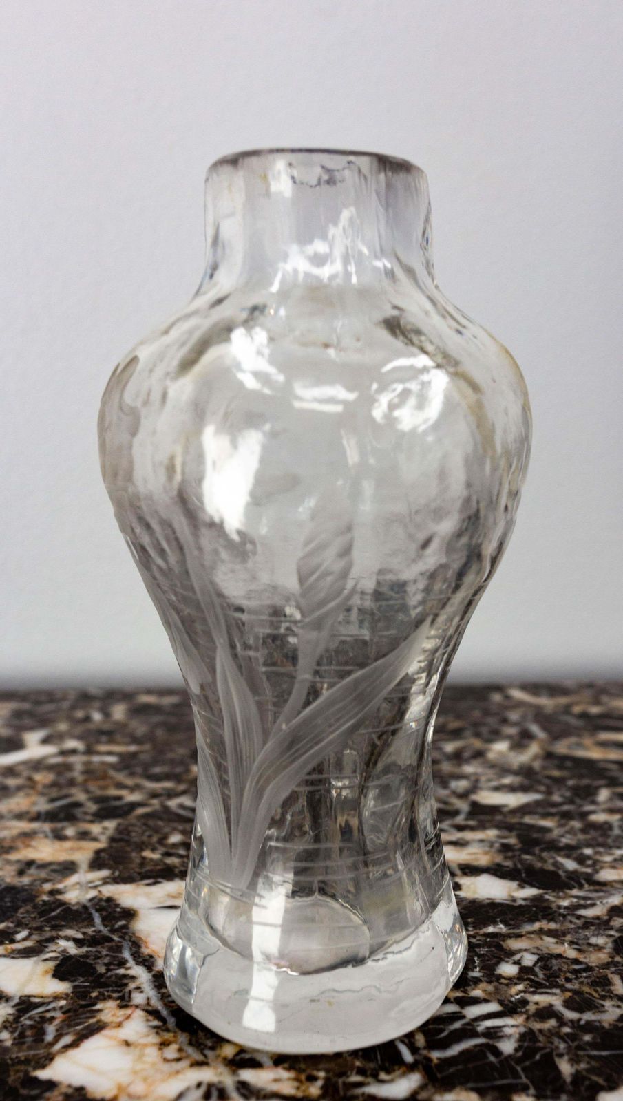 French Glass Vase With Iris And Lacusted Decoration Art Nouveau, Circa 1900 photo 712.0