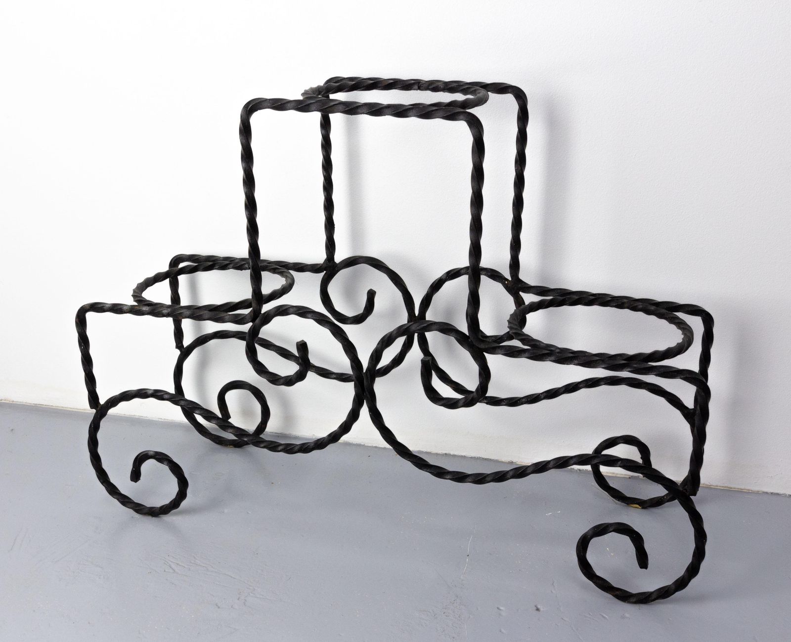 French Mid Century Plant Holder Wrought Iron, Circa 1960 photo vinterior
