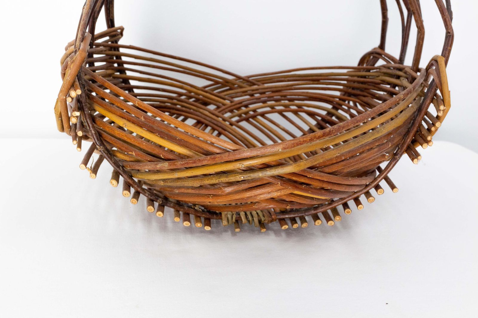 Mid Century Rattan Basket Centerpiece Fruit Cup, France photo buy