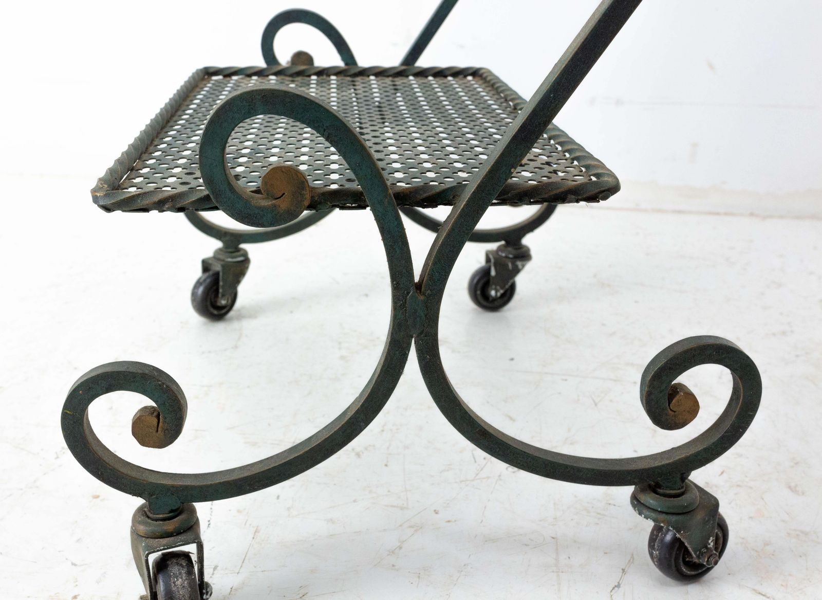 French Iron Table Trolley Console Desserte Side Table End Sofa With Wheels, 1960 photo vintage