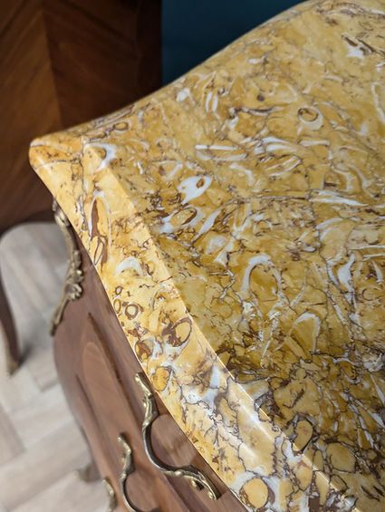 Pair Of Antique Bombé Louis XV Style Marble Top Bedside Cabinets photo buy