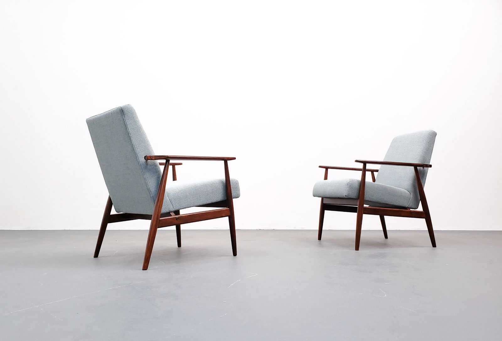 1960 Henryk Lis Mid Century Armchair In Dusty Blue