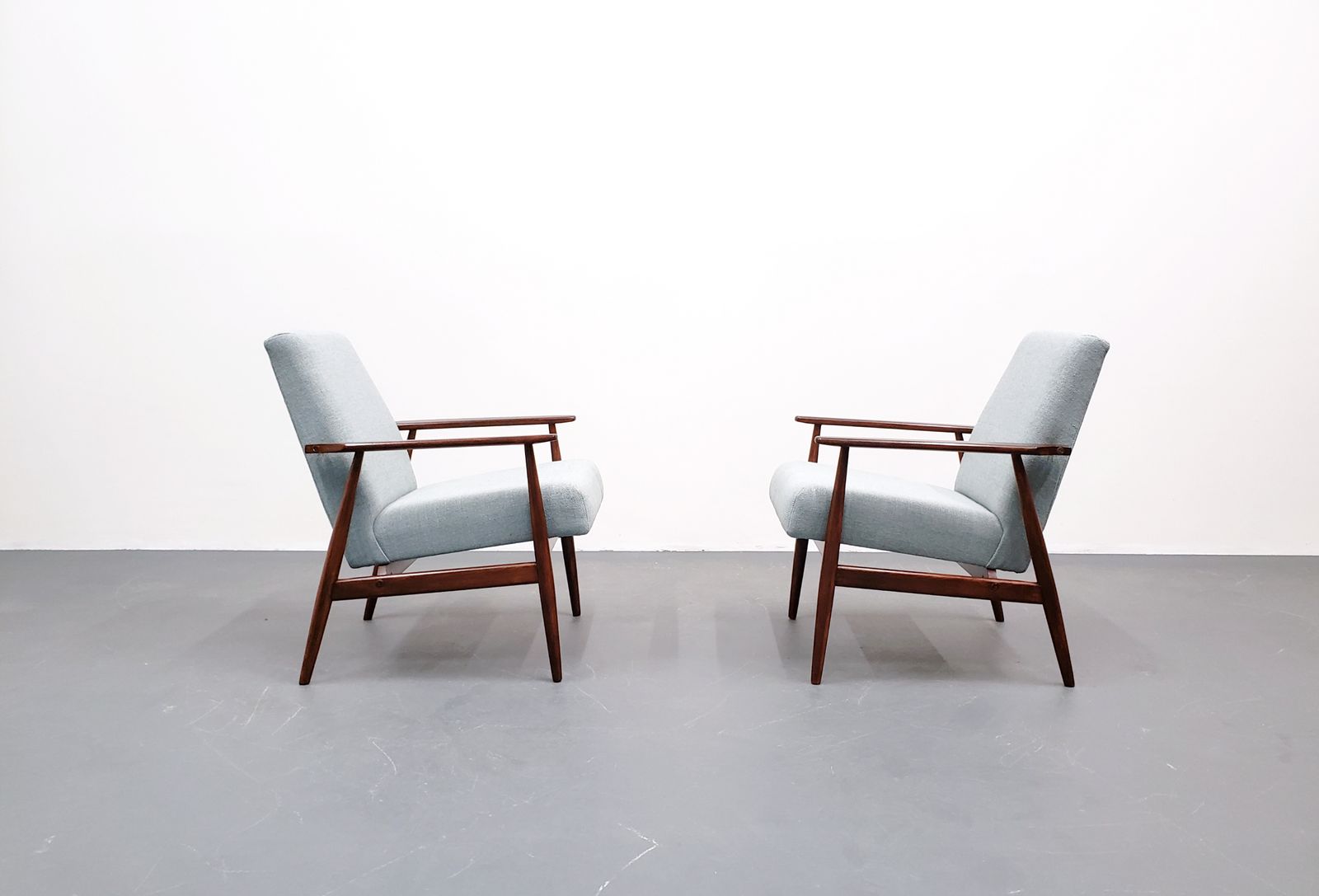 1960 Henryk Lis Mid Century Armchair In Dusty Blue photo buy