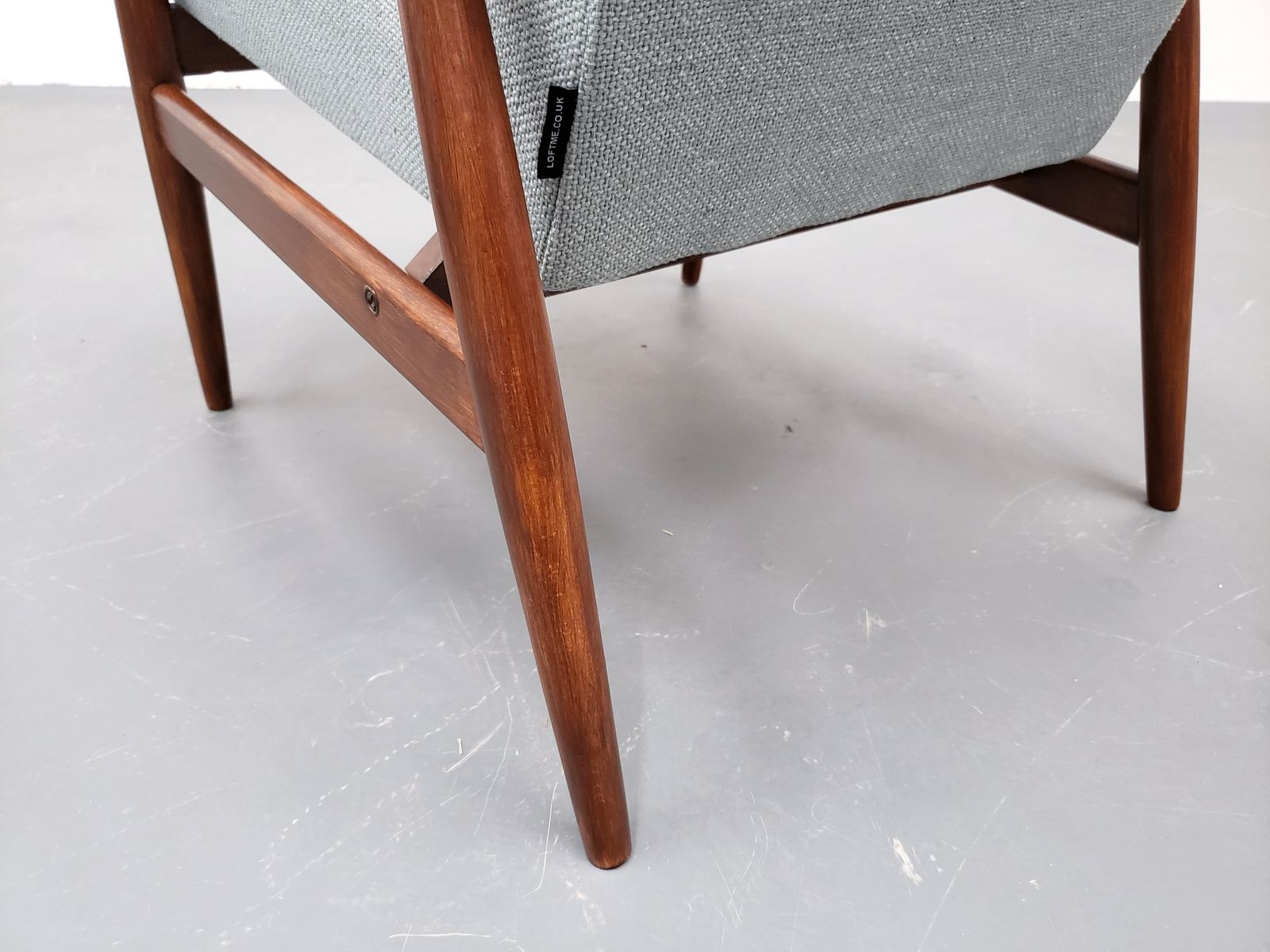 1960 Henryk Lis Mid Century Armchair In Dusty Blue photo vintage