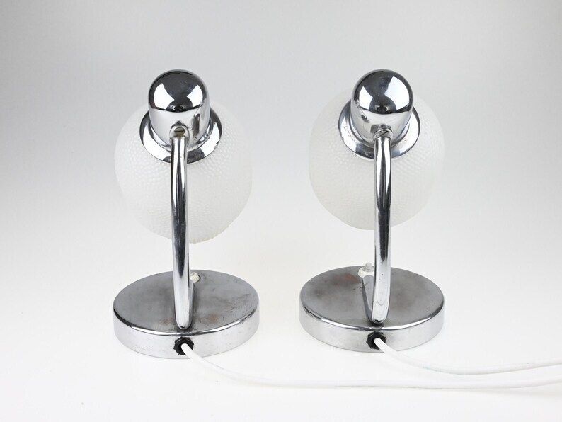 Mid Century Pair Lamps, Pair Of Lamps, Table Lamp, Desk Lamp, Bedside Lamp, Mid Century Lamp, Chrome Lamp, Table Light, Mid Century Lighting photo vintage