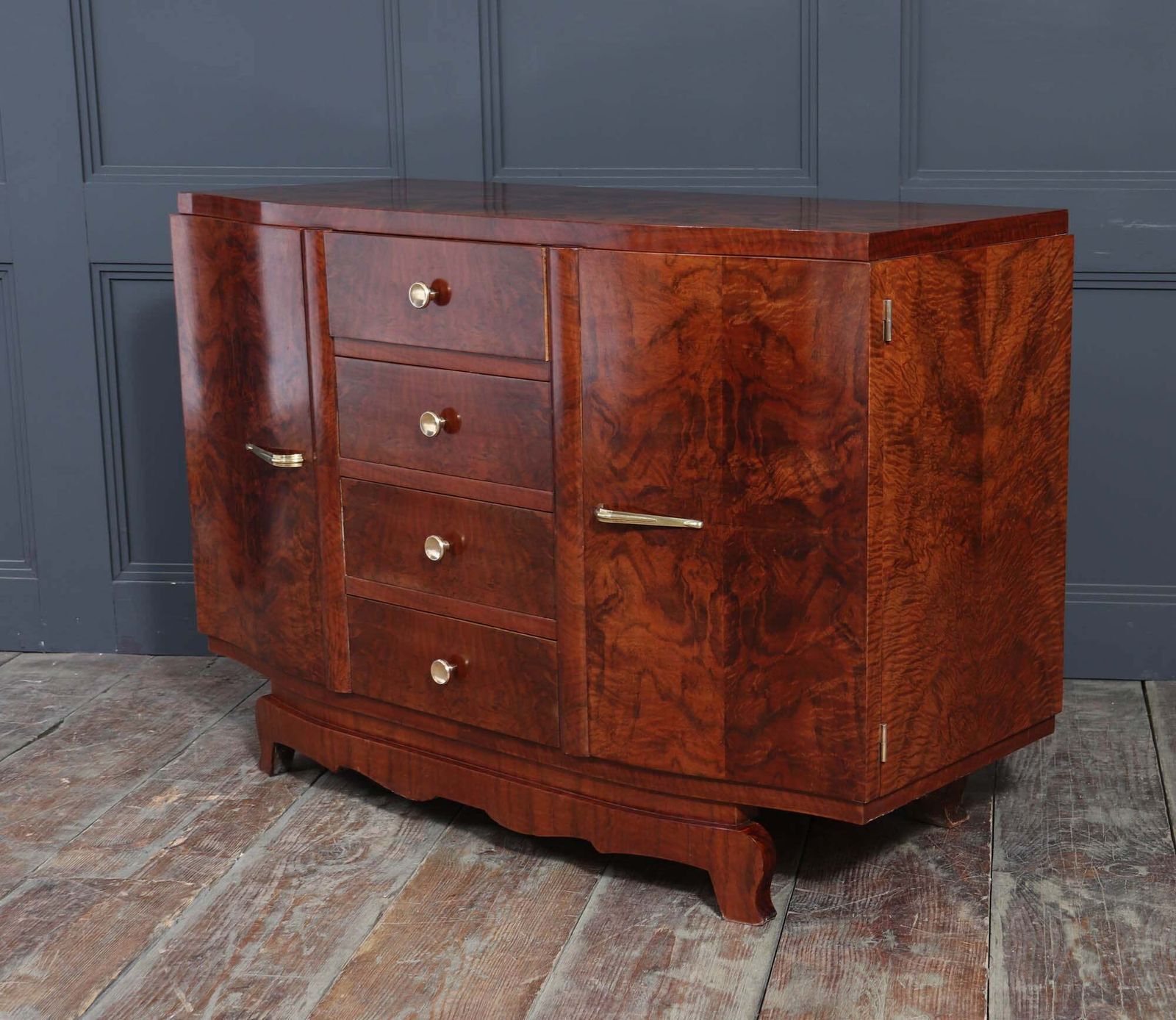 photo buy French Art Deco Small Sideboard In Walnut
