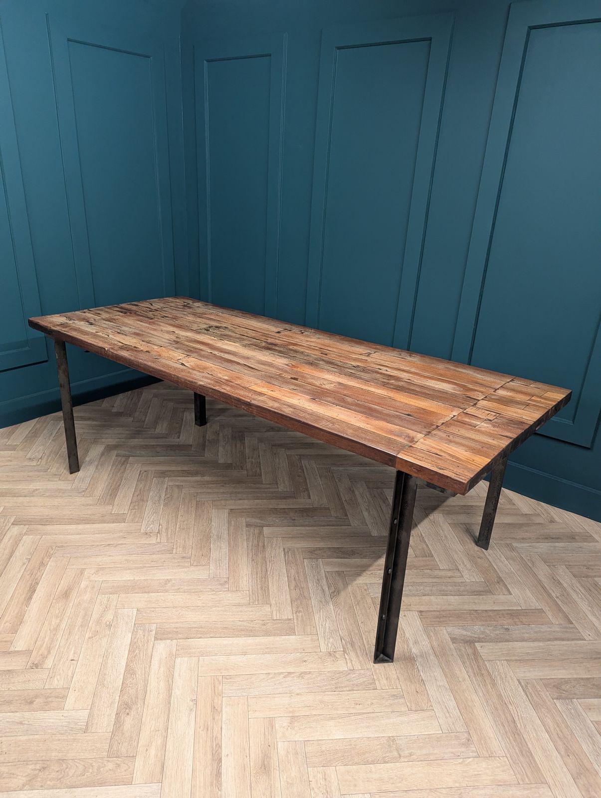 Industrial 'West Elm' Dining Table Made Of Solid Saal Wood photo buy