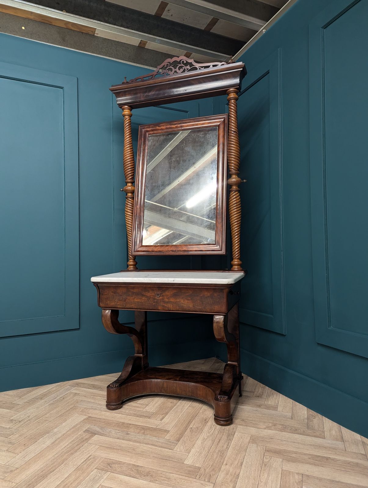 Mahogany Compact Dressing Table With Marble Top photo furniture