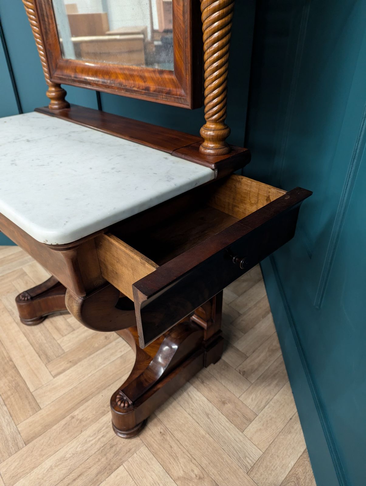 Mahogany Compact Dressing Table With Marble Top photo vintage